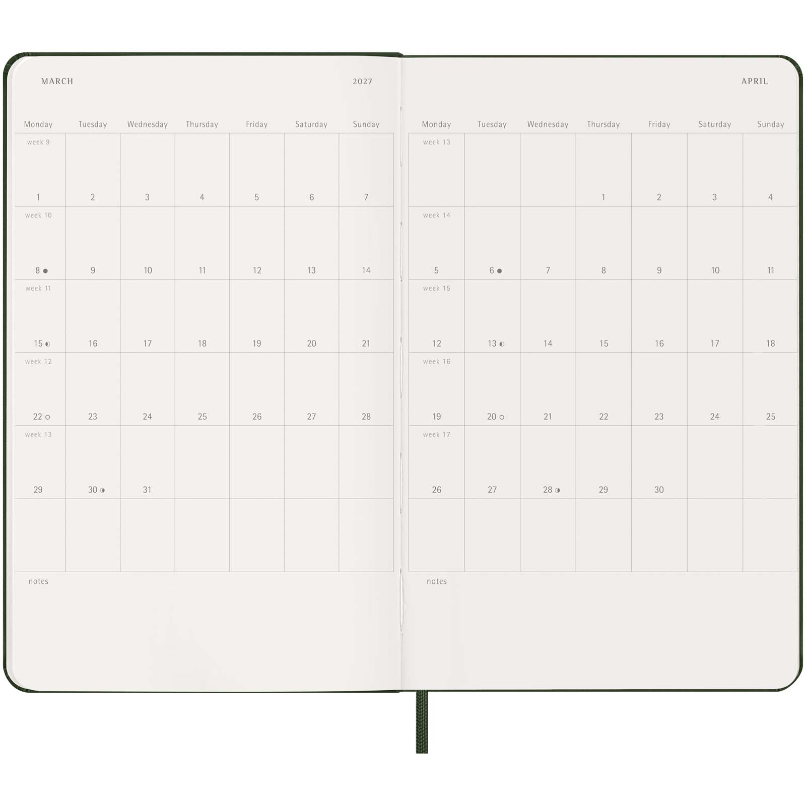 Agenda settimanale 12 mesi formato L con copertina rigida Moleskine