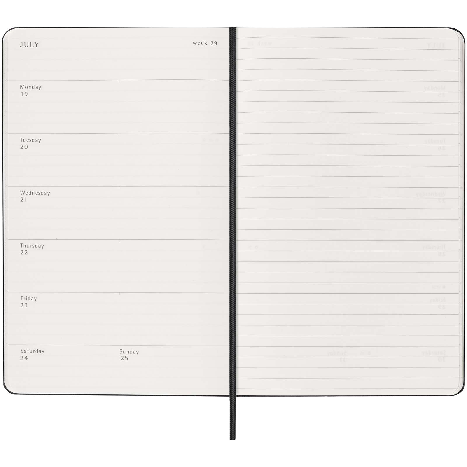 Agenda settimanale 12 mesi formato L con copertina rigida Moleskine