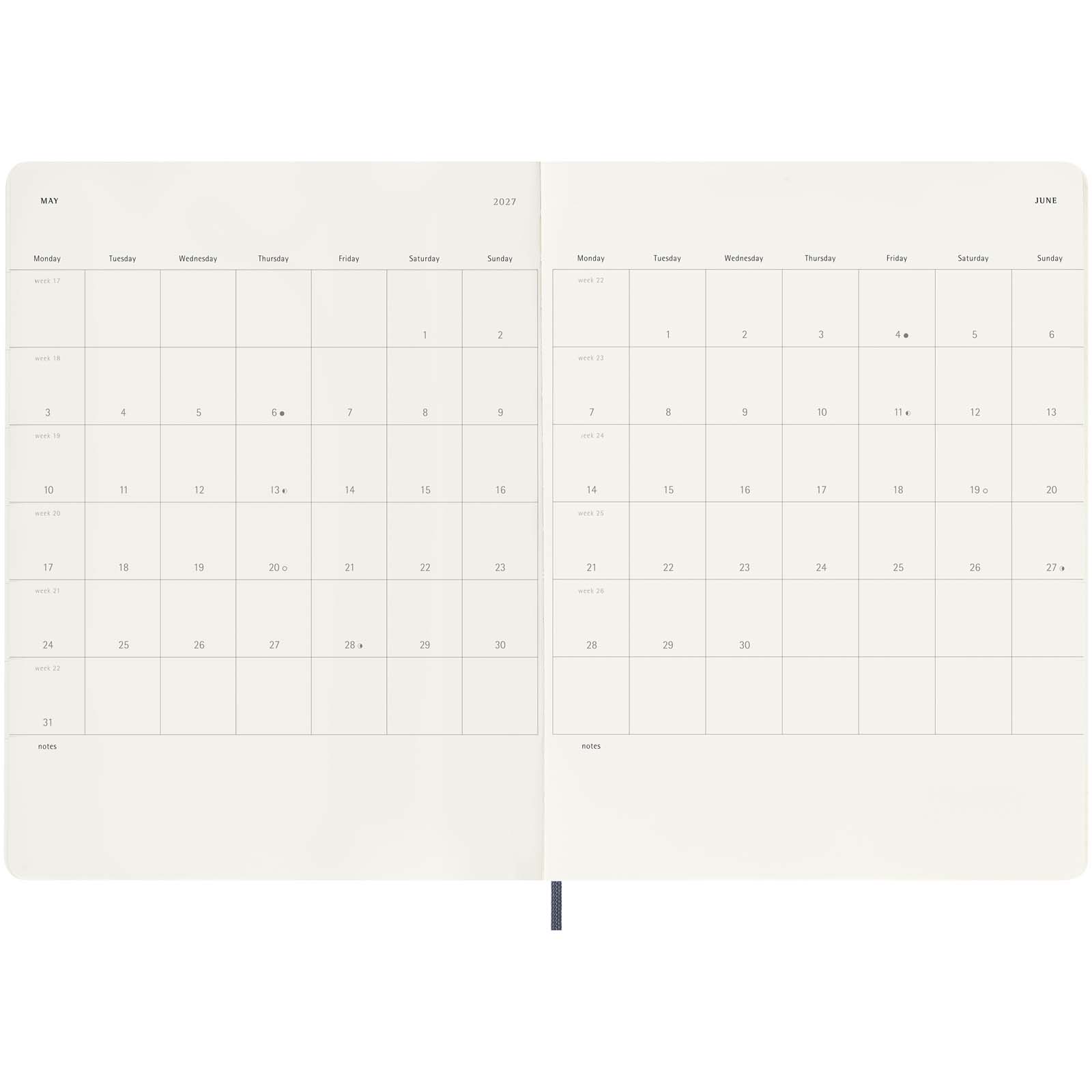 Blocco note 12 mesi formato XL con copertina morbida Moleskine
