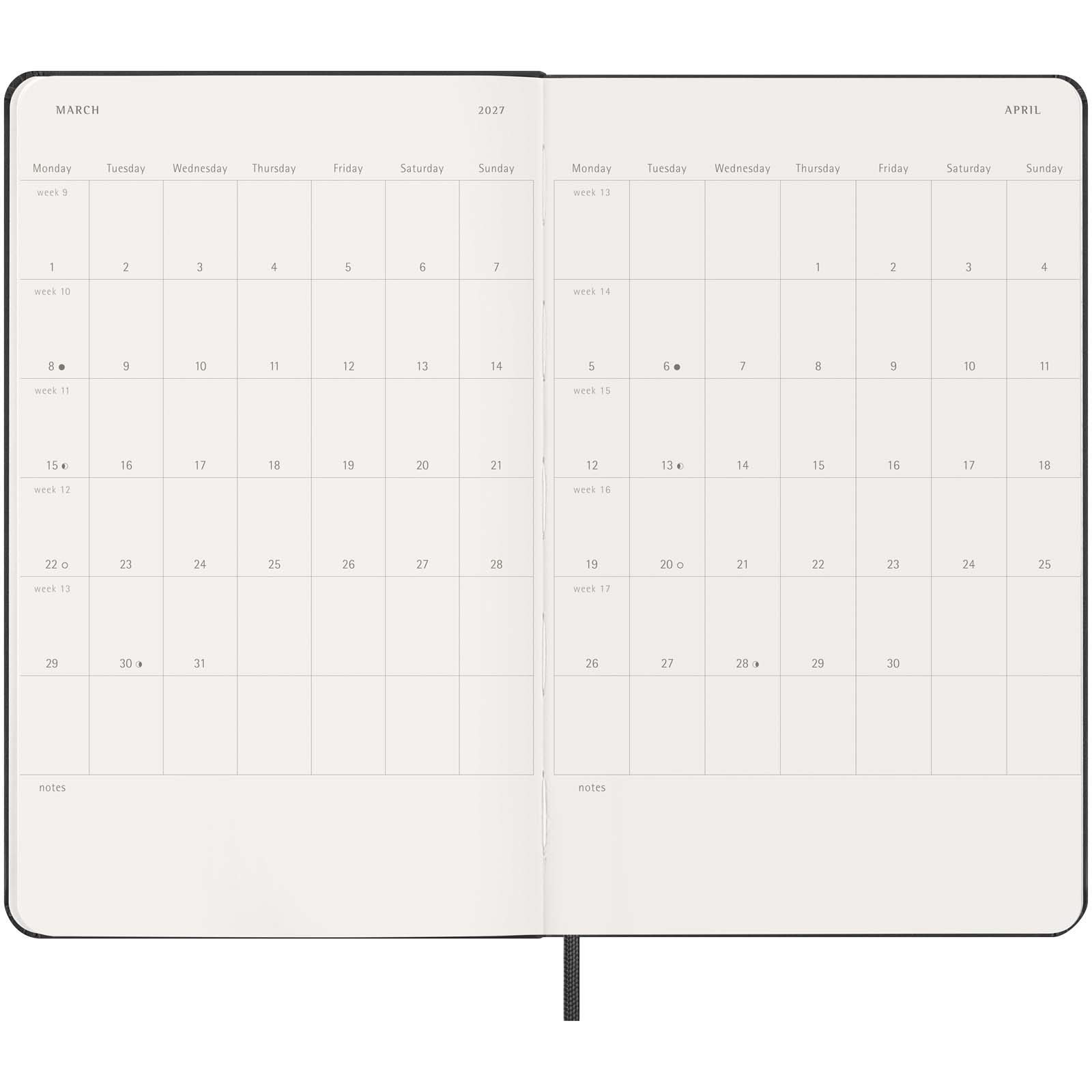 Agenda verticale 12 mesi formato L con copertina rigida Moleskine