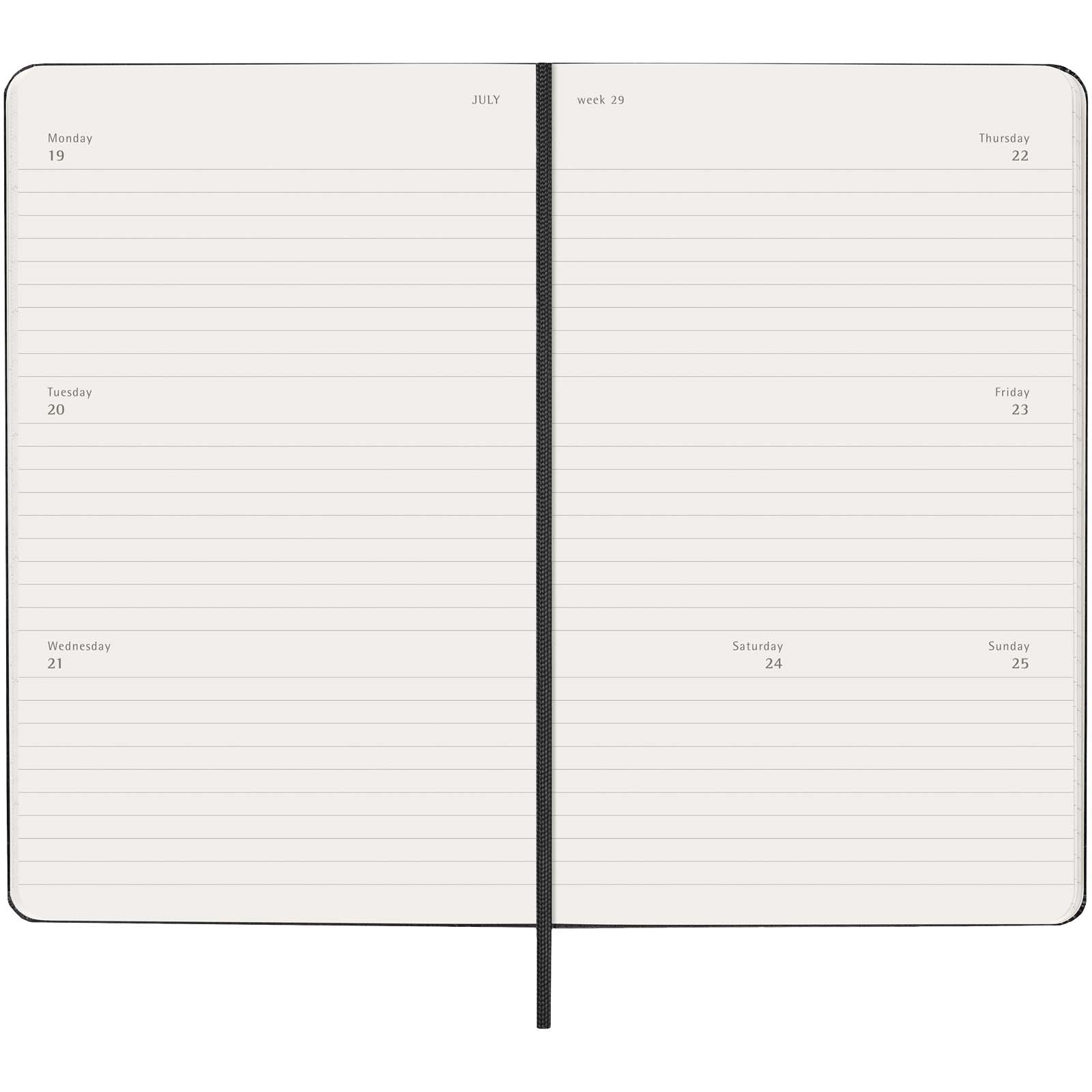 Agenda settimanale orizzontale 12 mesi formato L con copertina rigida Moleskine