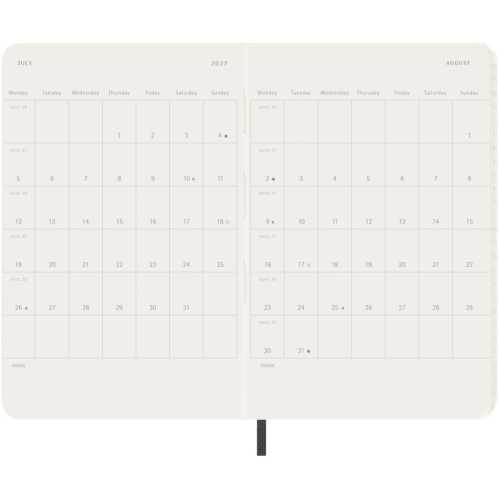 Agenda settimanale tascabile 12 mesi con copertina morbida Moleskine