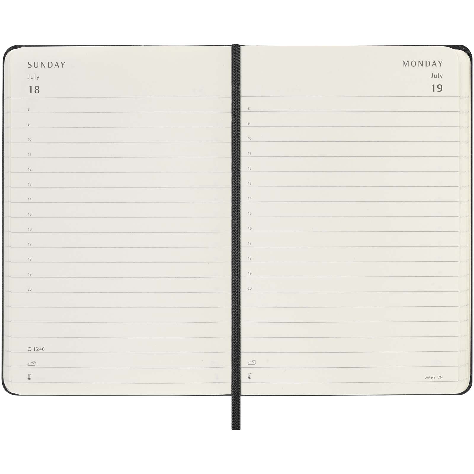 Agenda giornaliera tascabile 12 mesi con copertina rigida Moleskine