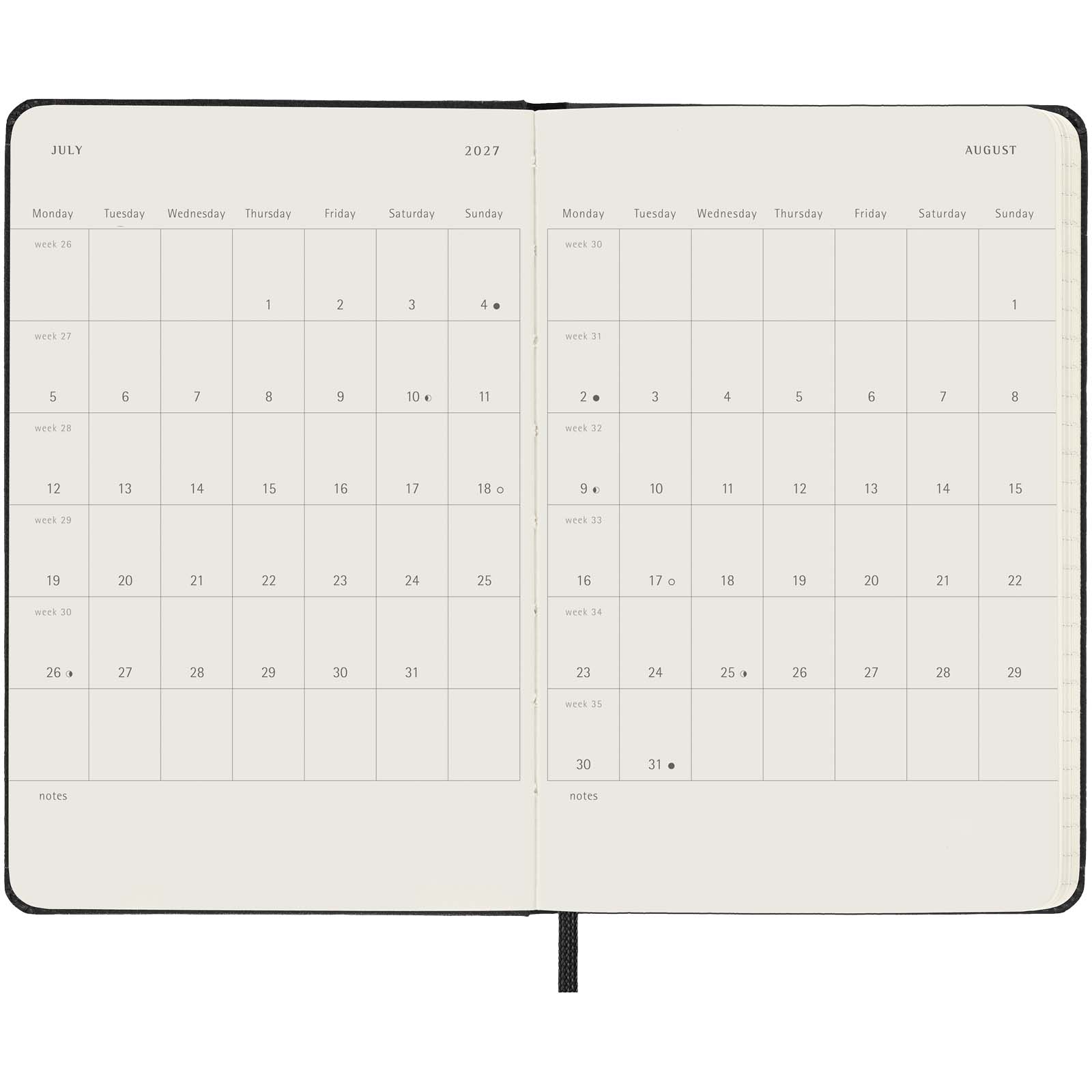 Agenda giornaliera tascabile 12 mesi con copertina rigida Moleskine