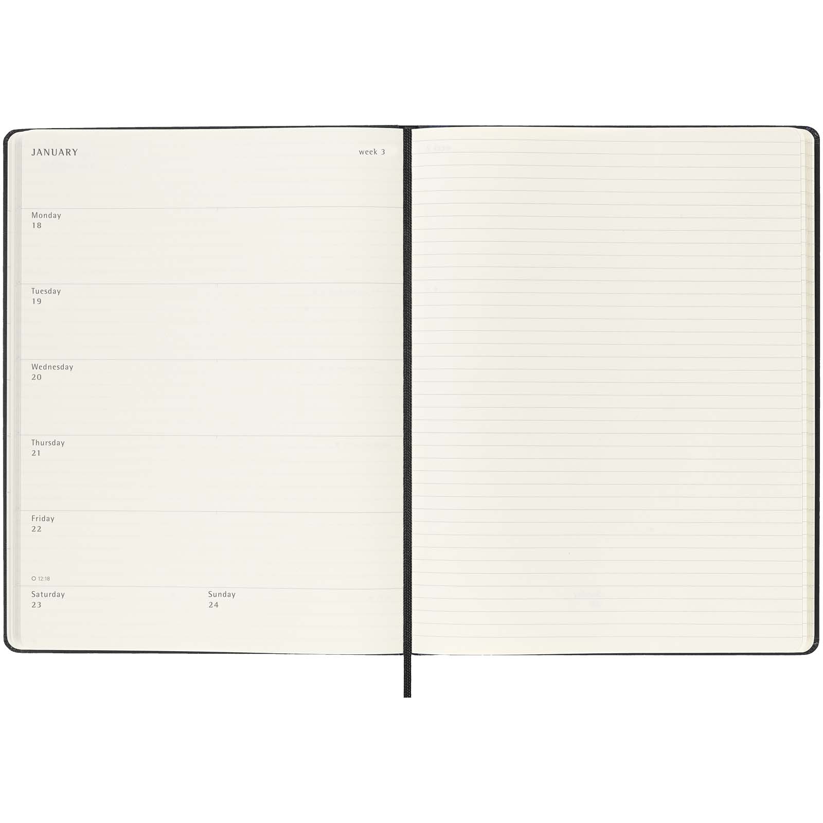 Agenda settimanale 12 mesi XL con copertina rigida Moleskine