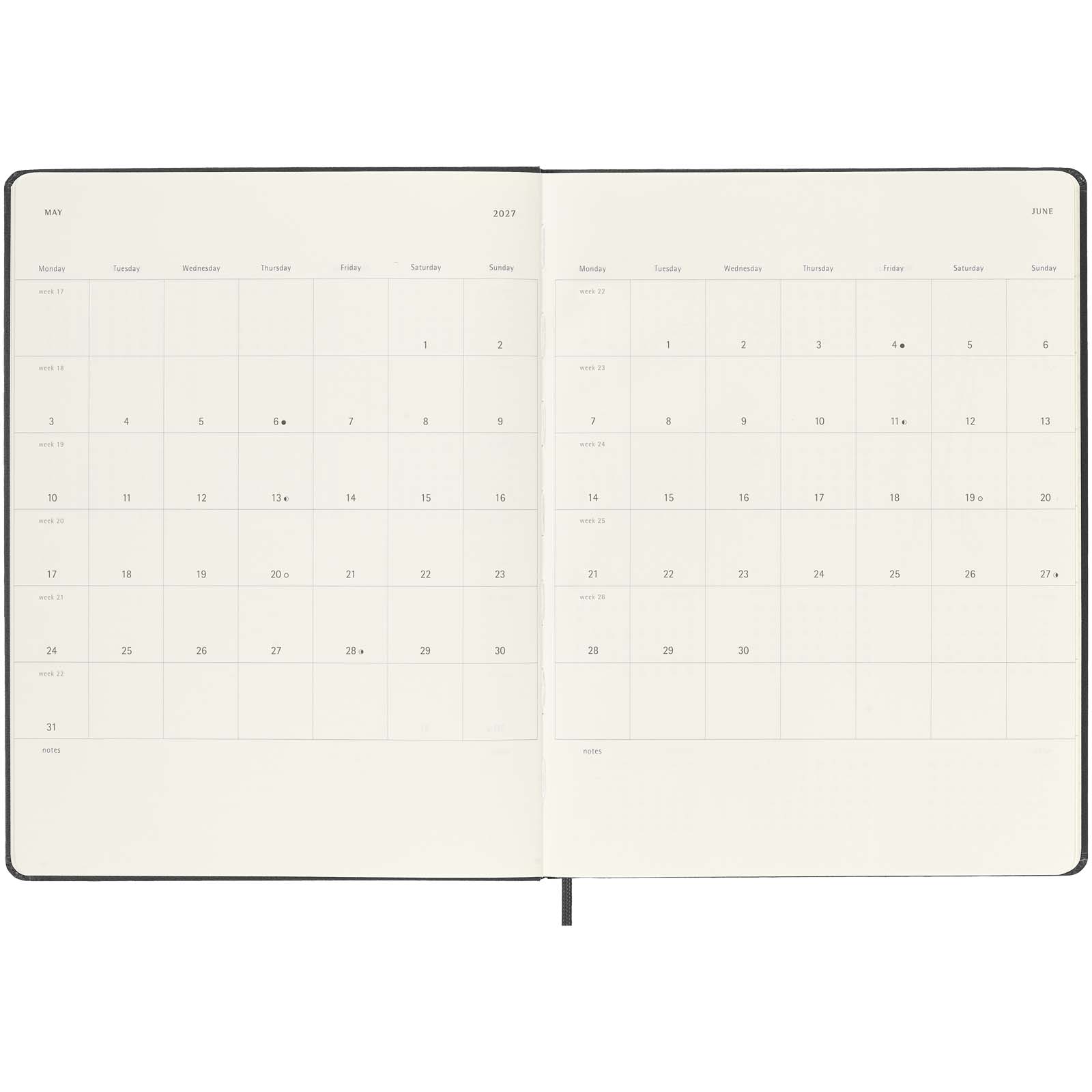 Agenda settimanale 12 mesi XL con copertina rigida Moleskine