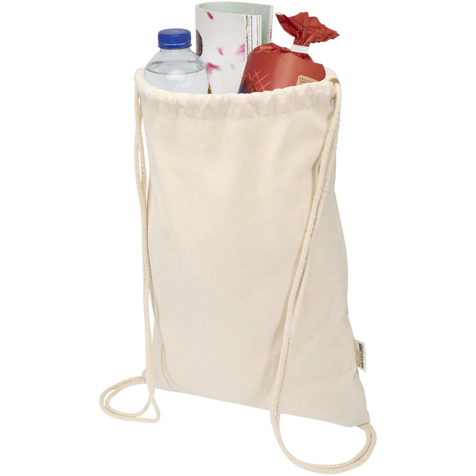 Borsa con cordoncino  in materiale riciclato GRS da 140 g/m² Oregon Blend - 5L