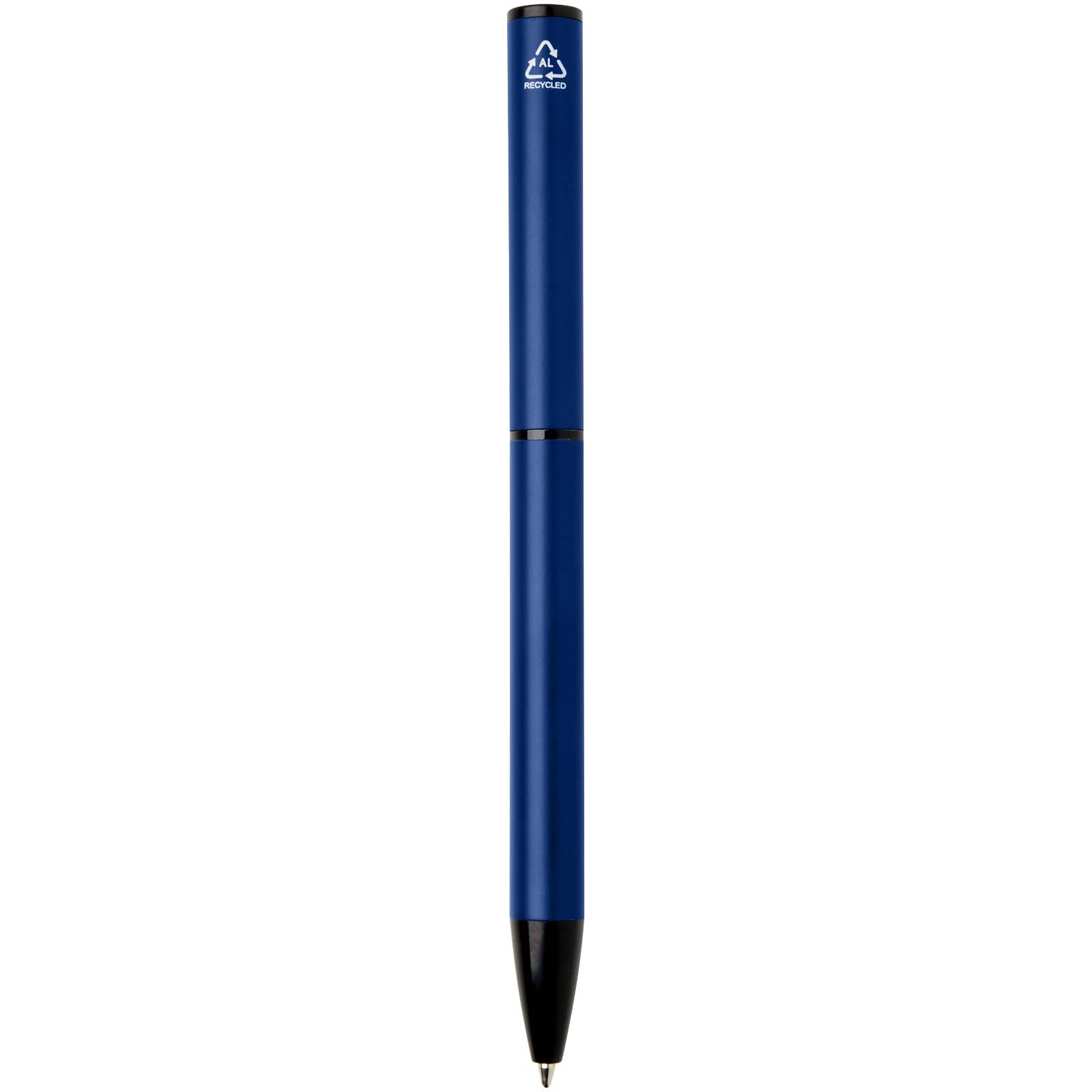 Penna a sfera a rotazione in alluminio riciclato Verton con ghiera (inchiostro blu)