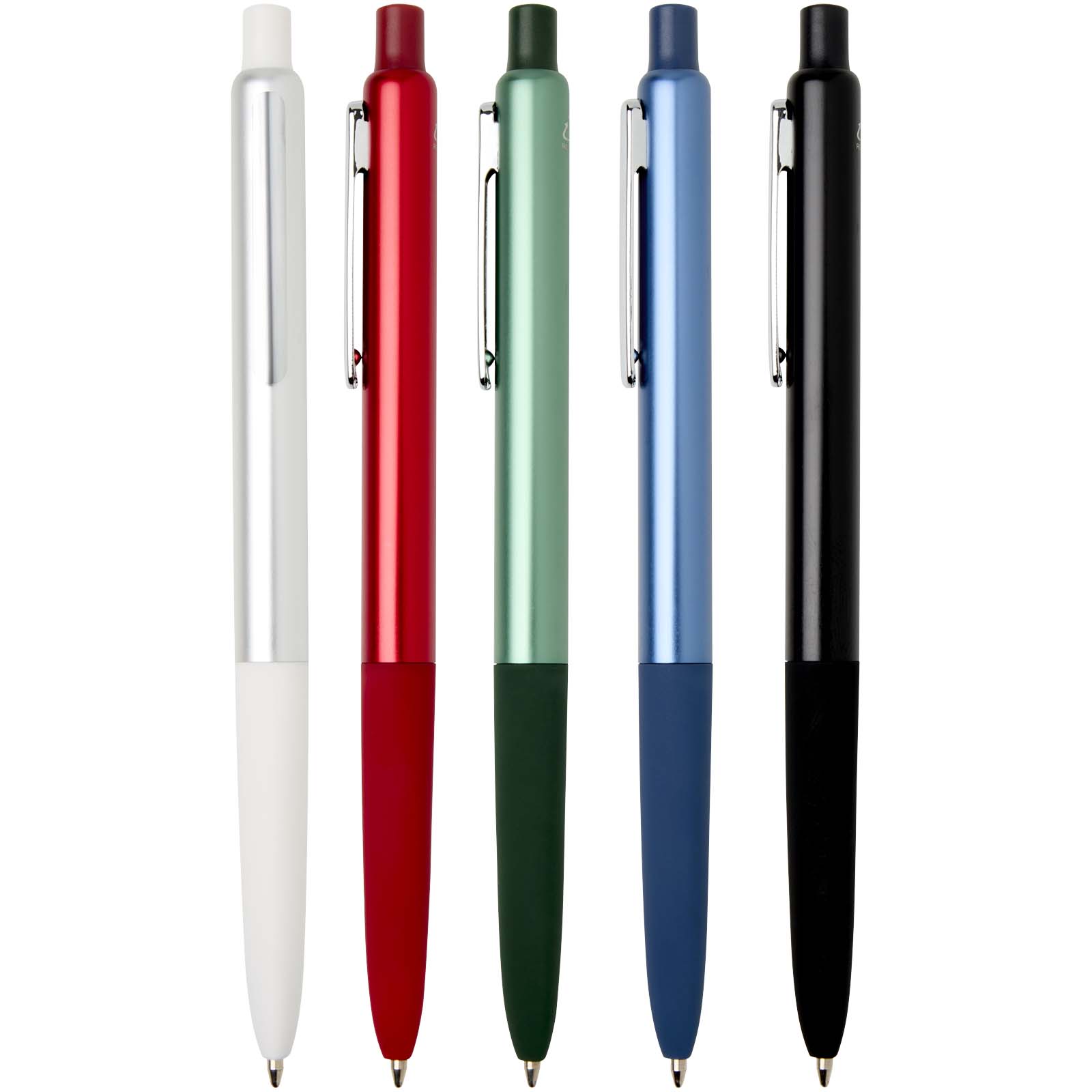 Penna a sfera a scatto in alluminio riciclato con finitura anodizzata Soffit (inchiostro blu)