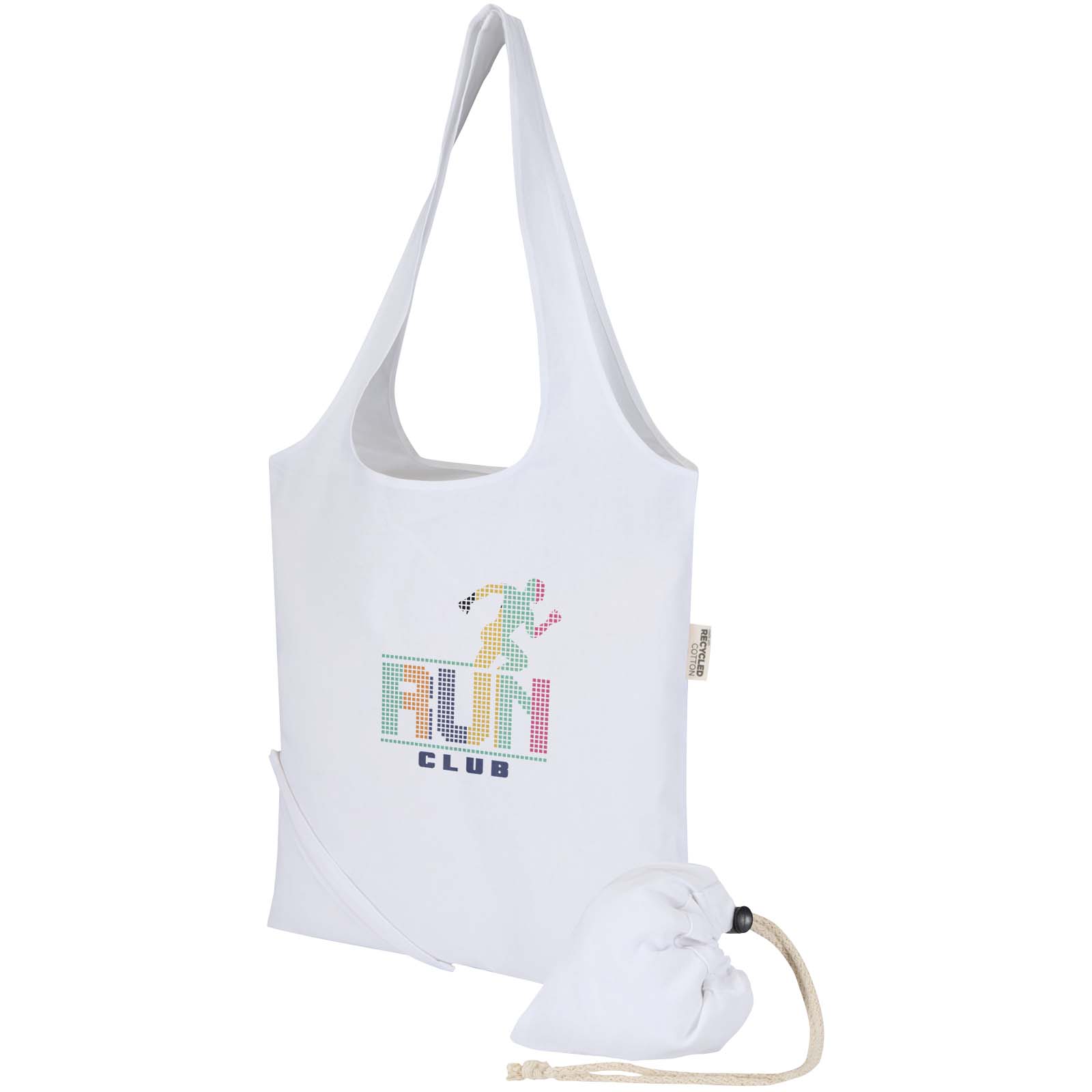 Borsa tote pieghevole in misto cotone riciclato certificato GRS da 140 g/m² Madras Blend- 7L