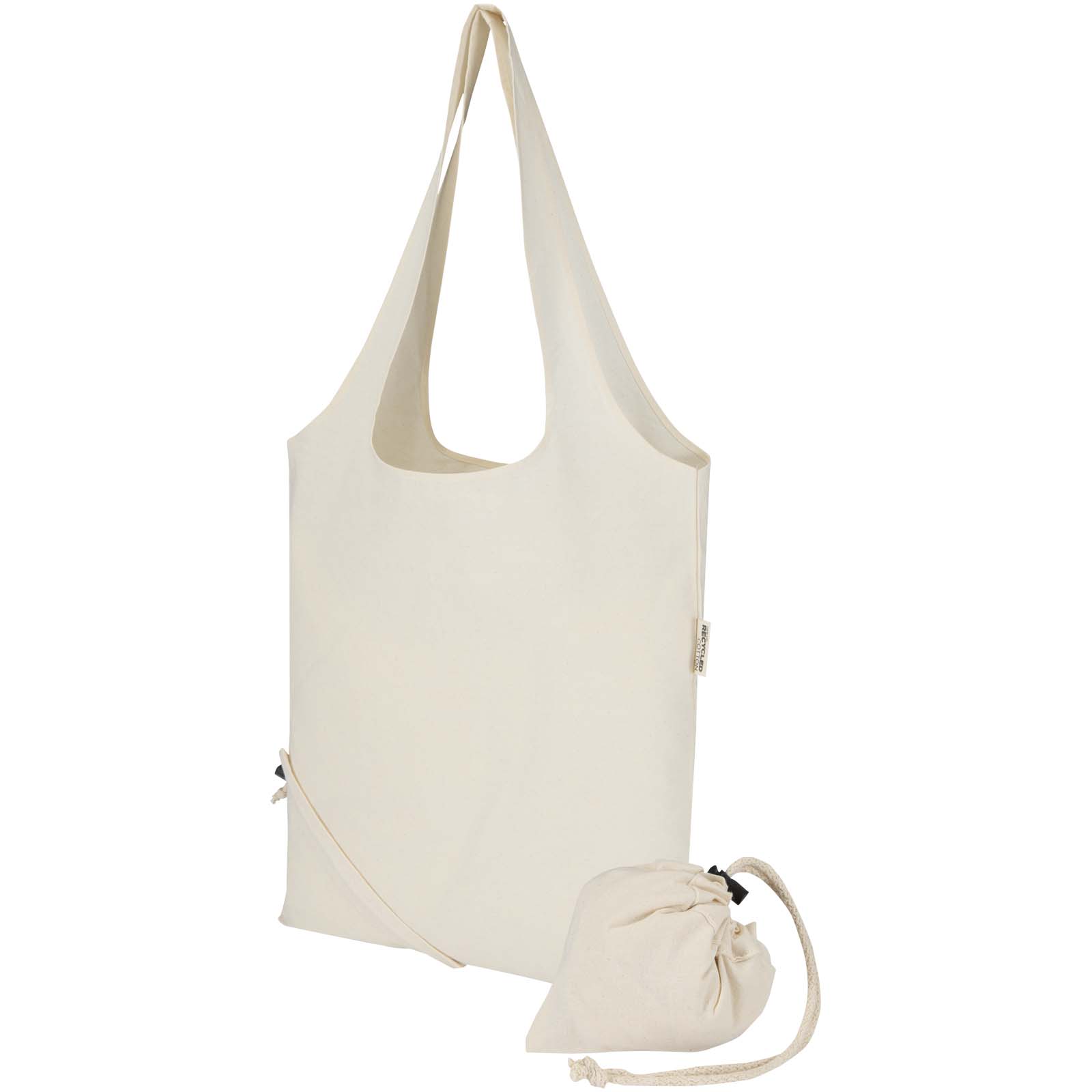 Borsa tote pieghevole in misto cotone riciclato certificato GRS da 140 g/m² Madras Blend- 7L