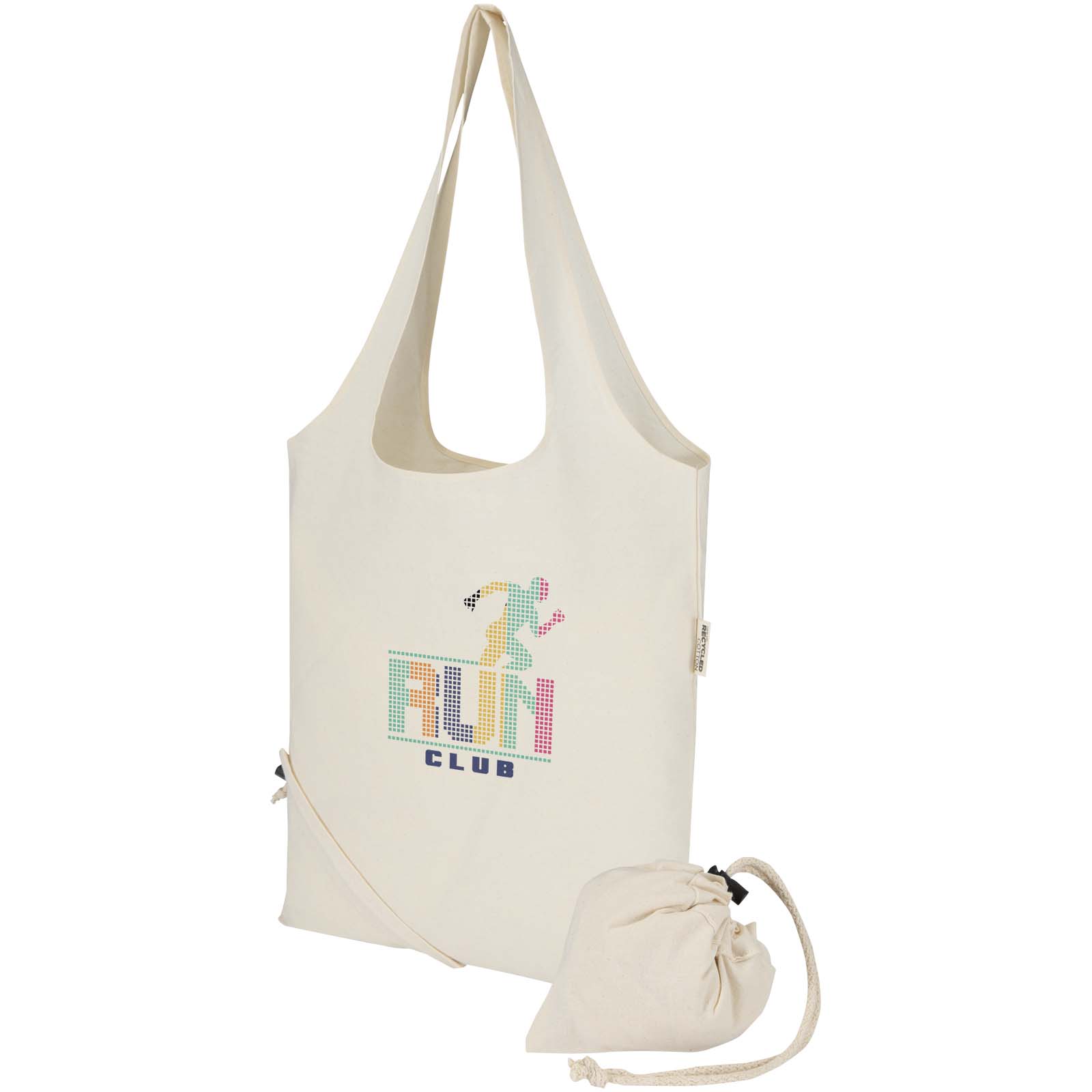 Borsa tote pieghevole in misto cotone riciclato certificato GRS da 140 g/m² Madras Blend- 7L