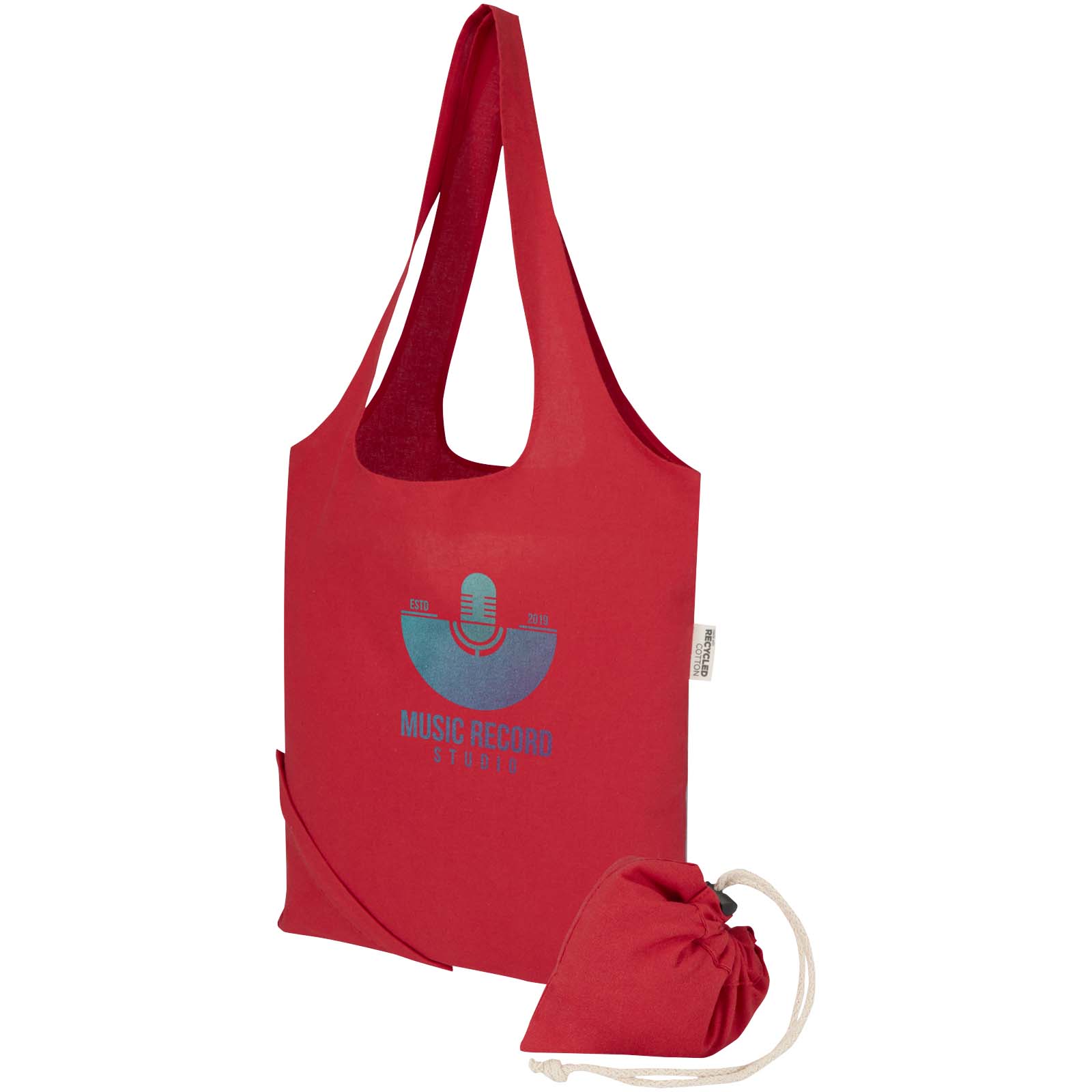 Borsa tote pieghevole in misto cotone riciclato certificato GRS da 140 g/m² Madras Blend- 7L