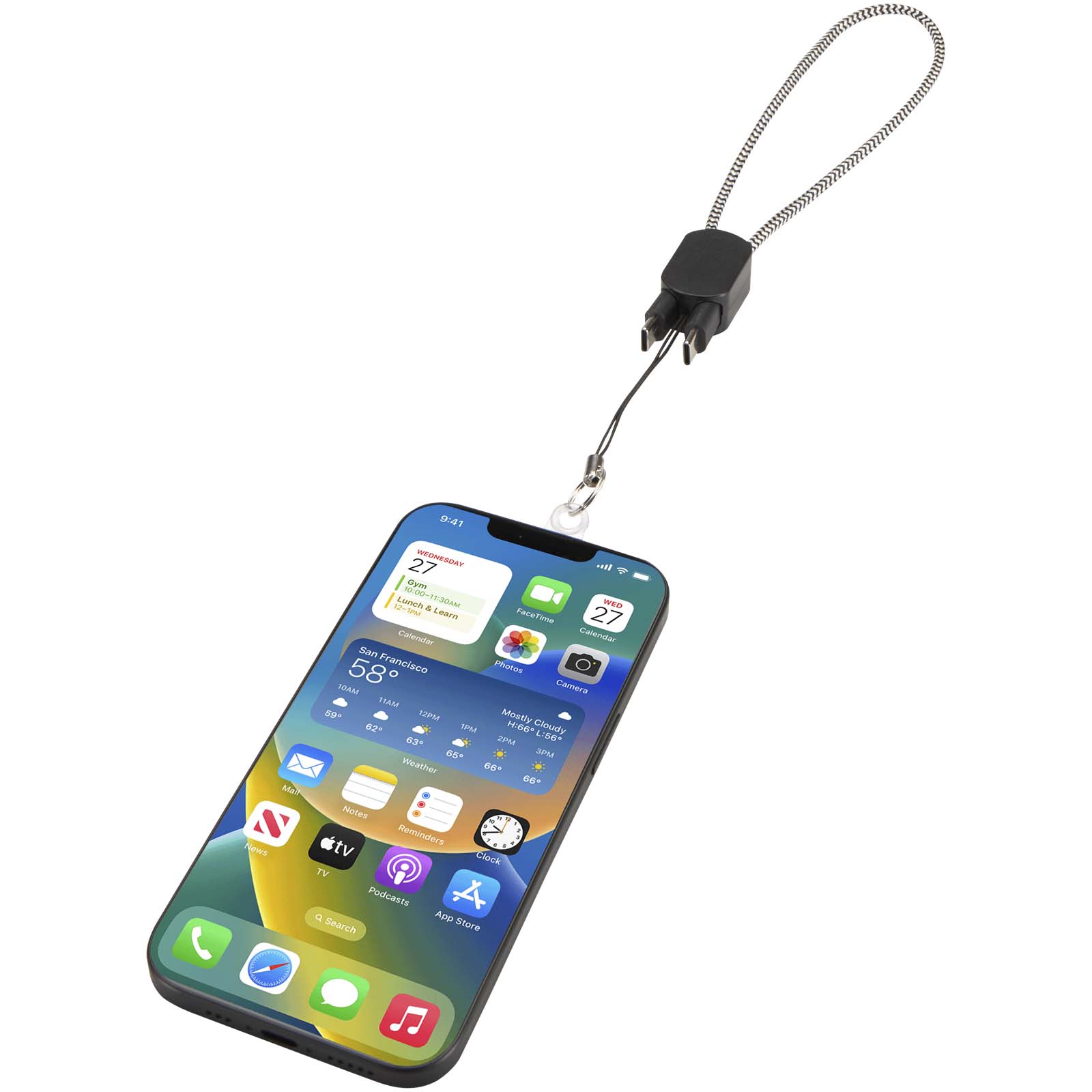 Lanyard da polso riciclato RCS con cavo di ricarica Type-C da 20 W integrato Arich