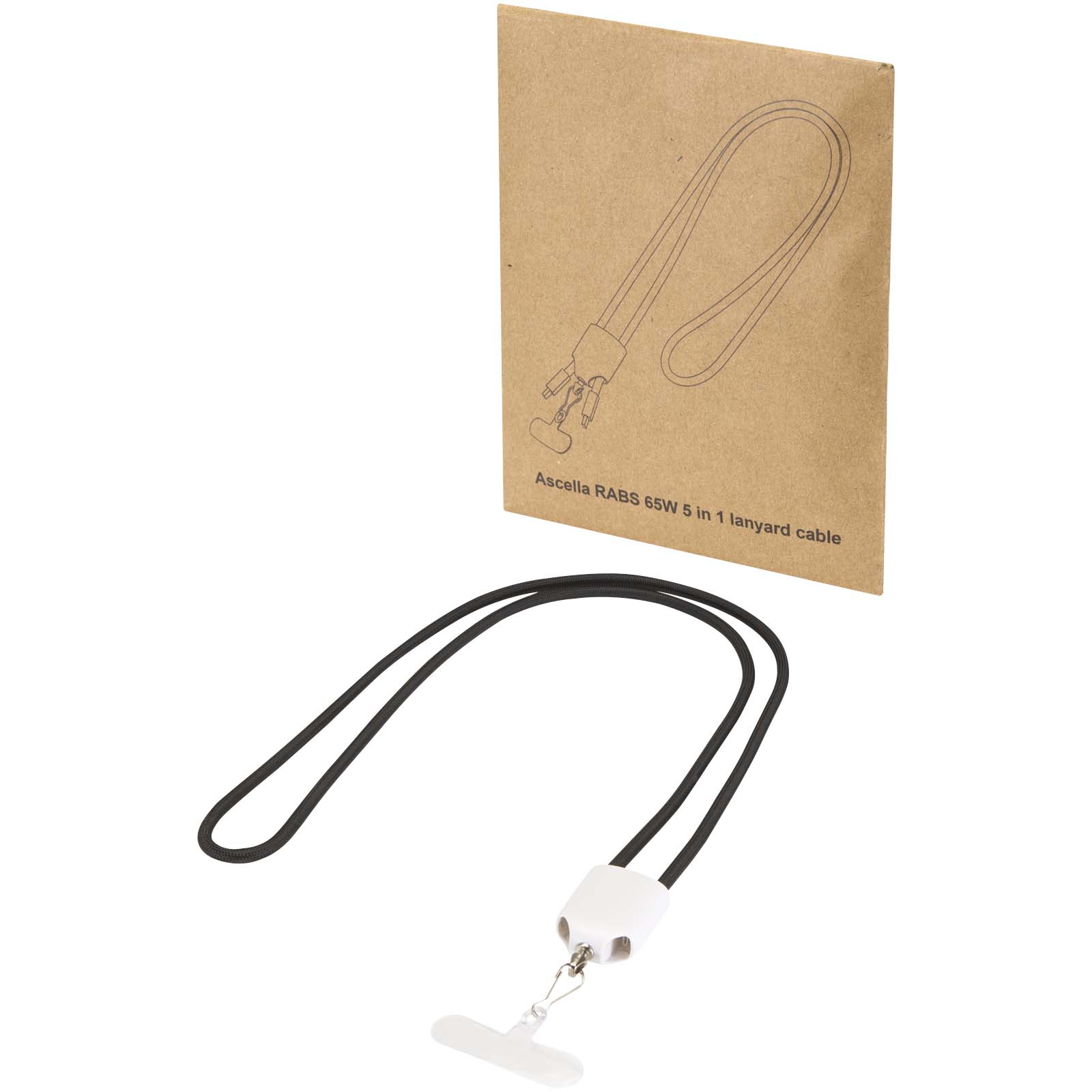 Cavo di ricarica 5-in-1 65W con lanyard in plastica riciclata Ion