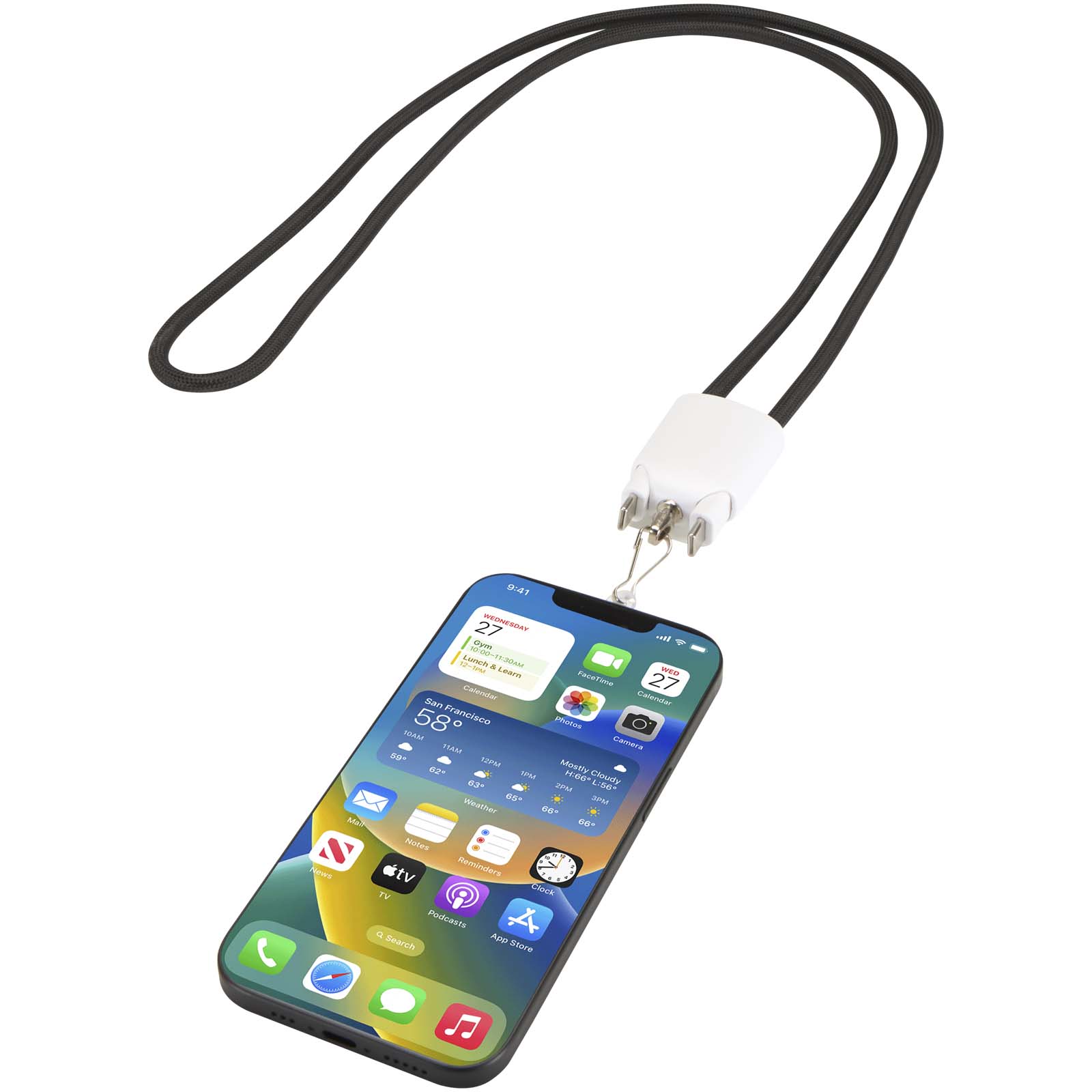 Cavo di ricarica 5-in-1 65W con lanyard in plastica riciclata Ion