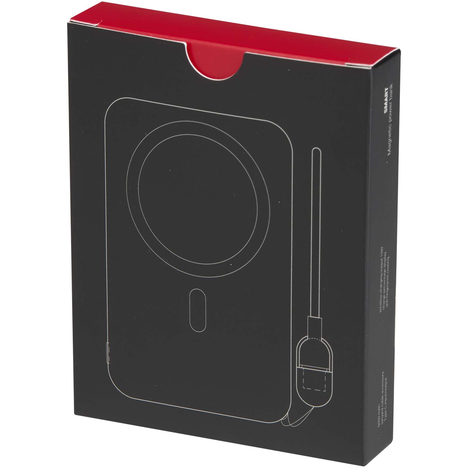 Power bank magnetico da 5000 mAh in plastica riciclata con lanyard SMART