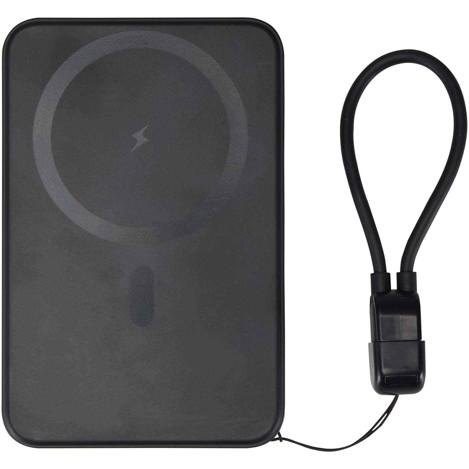 Power bank magnetico da 5000 mAh in plastica riciclata con lanyard SMART
