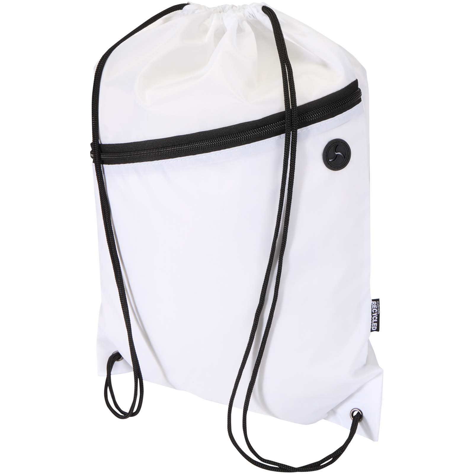 Borsa con coulisse in RPET con tasca frontale con cerniera Oriole - 5L