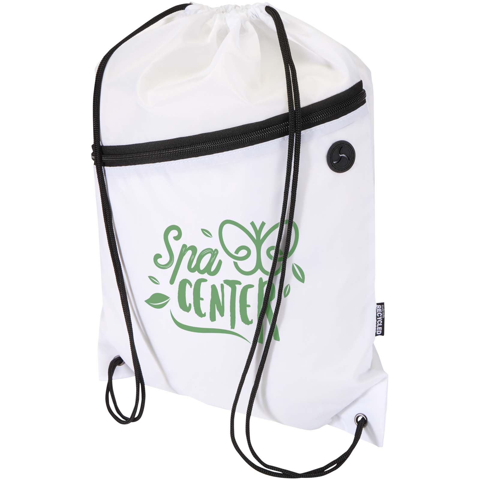 Borsa con coulisse in RPET con tasca frontale con cerniera Oriole - 5L