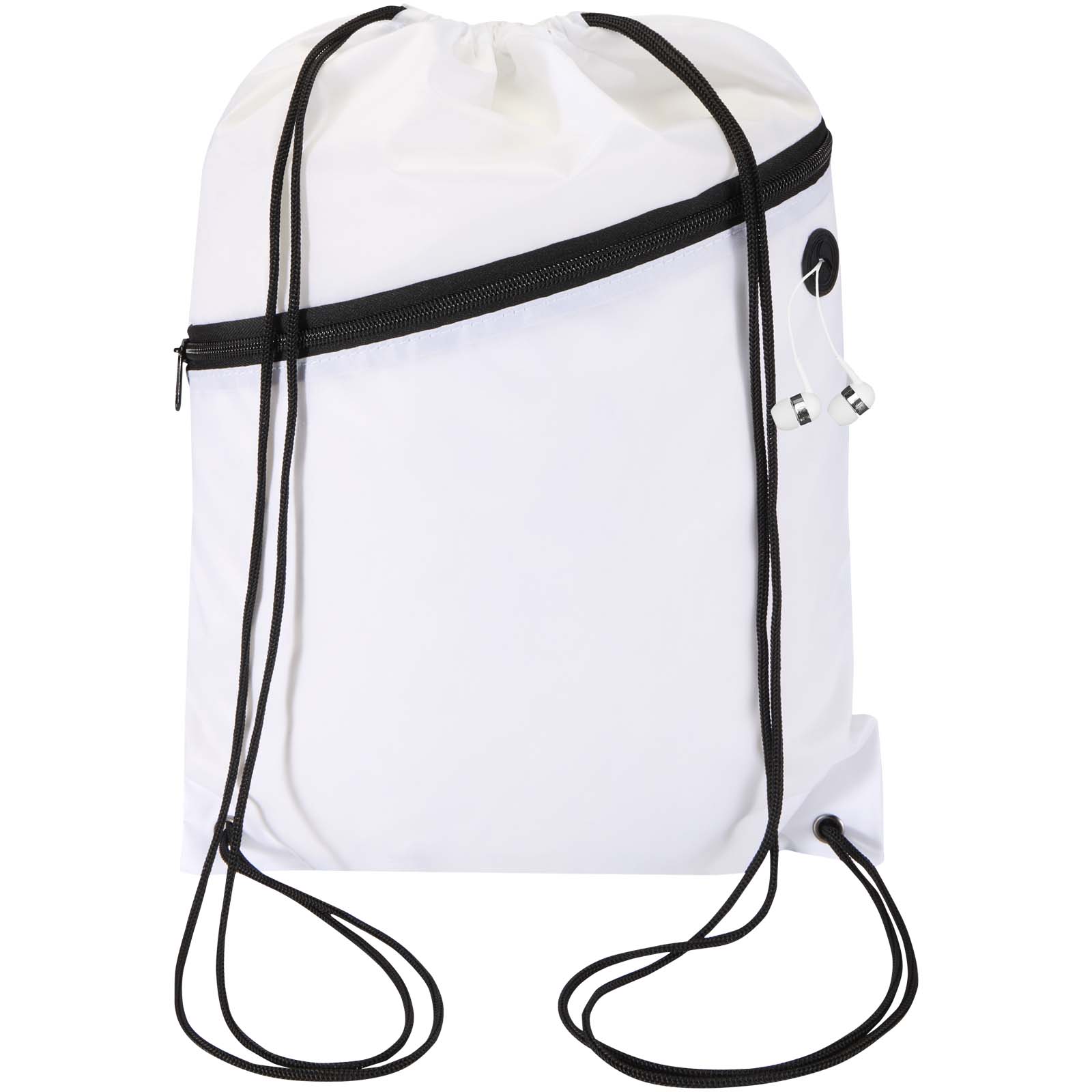 Borsa con coulisse in RPET con tasca frontale con cerniera Oriole - 5L