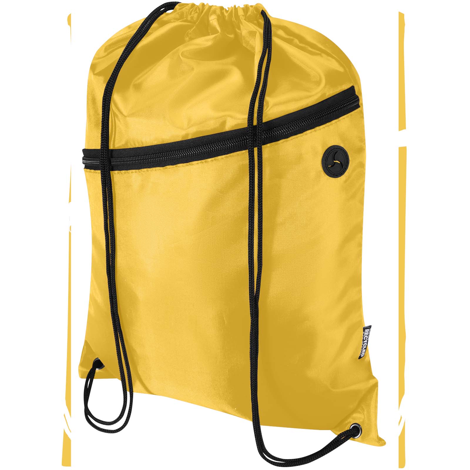 Borsa con coulisse in RPET con tasca frontale con cerniera Oriole - 5L