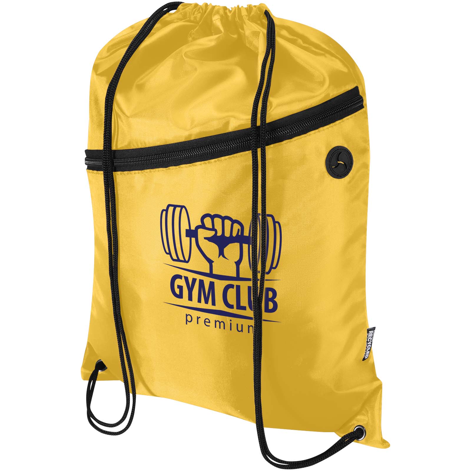 Borsa con coulisse in RPET con tasca frontale con cerniera Oriole - 5L