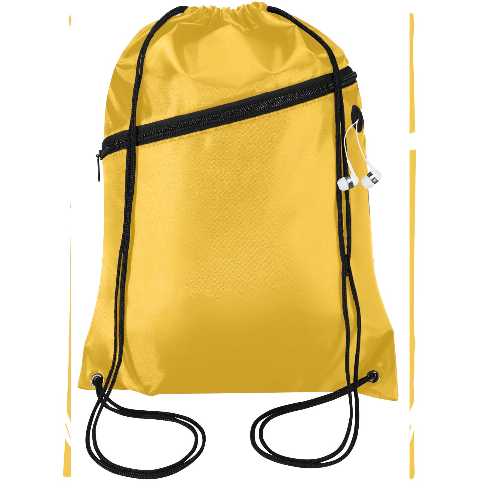 Borsa con coulisse in RPET con tasca frontale con cerniera Oriole - 5L