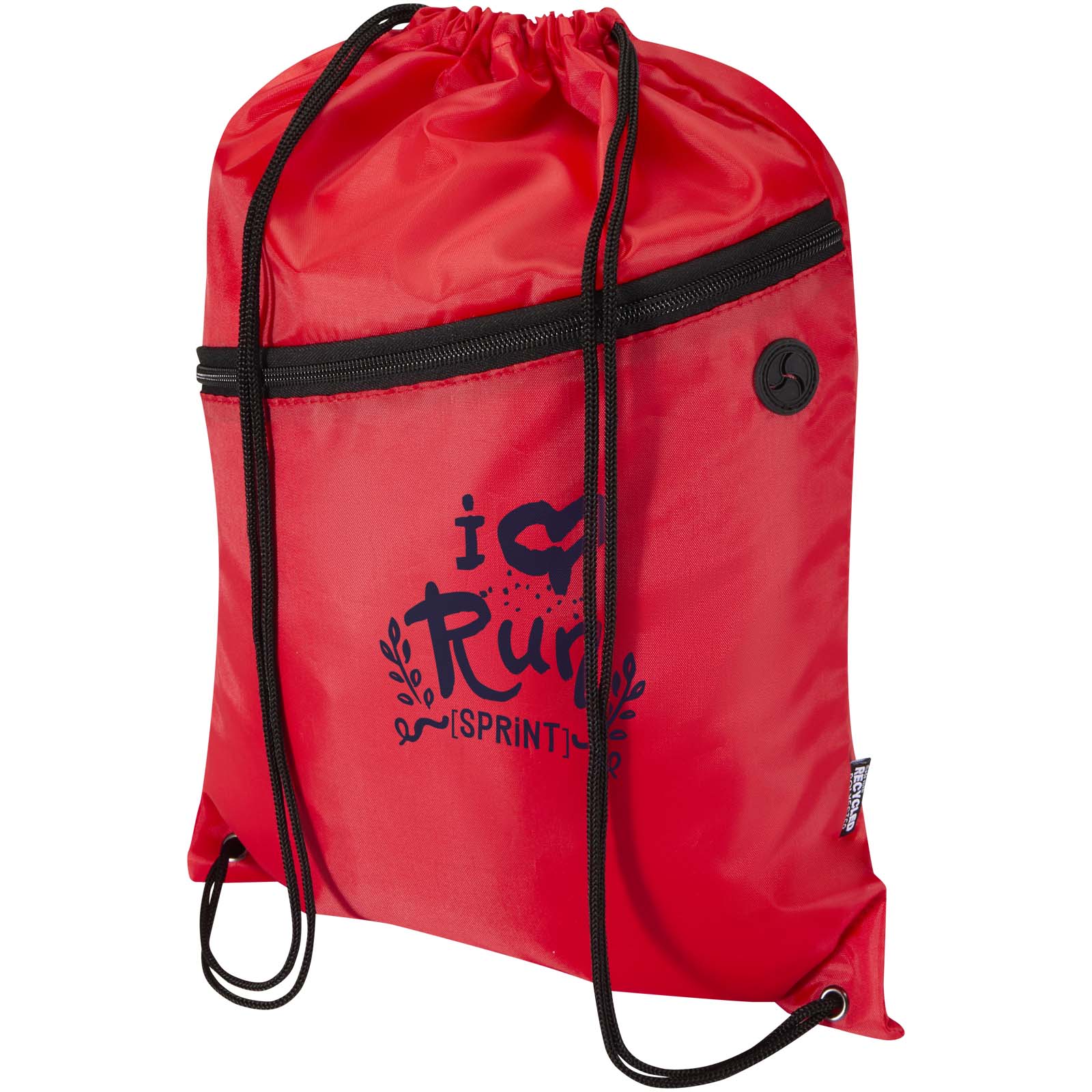 Borsa con coulisse in RPET con tasca frontale con cerniera Oriole - 5L