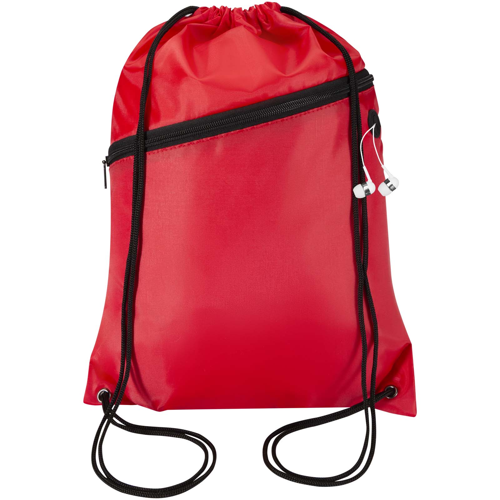 Borsa con coulisse in RPET con tasca frontale con cerniera Oriole - 5L