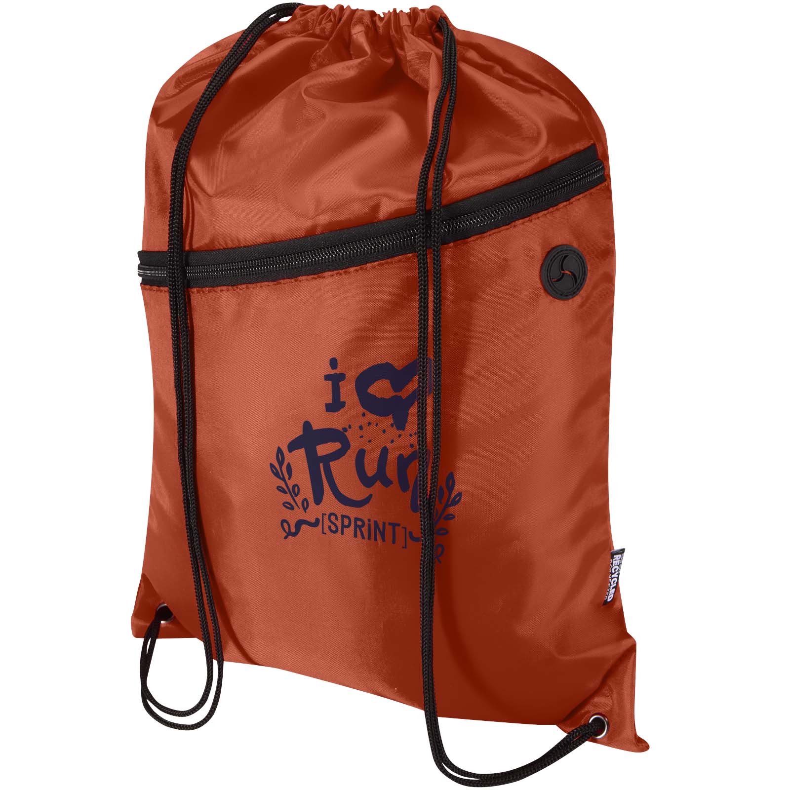 Borsa con coulisse in RPET con tasca frontale con cerniera Oriole - 5L