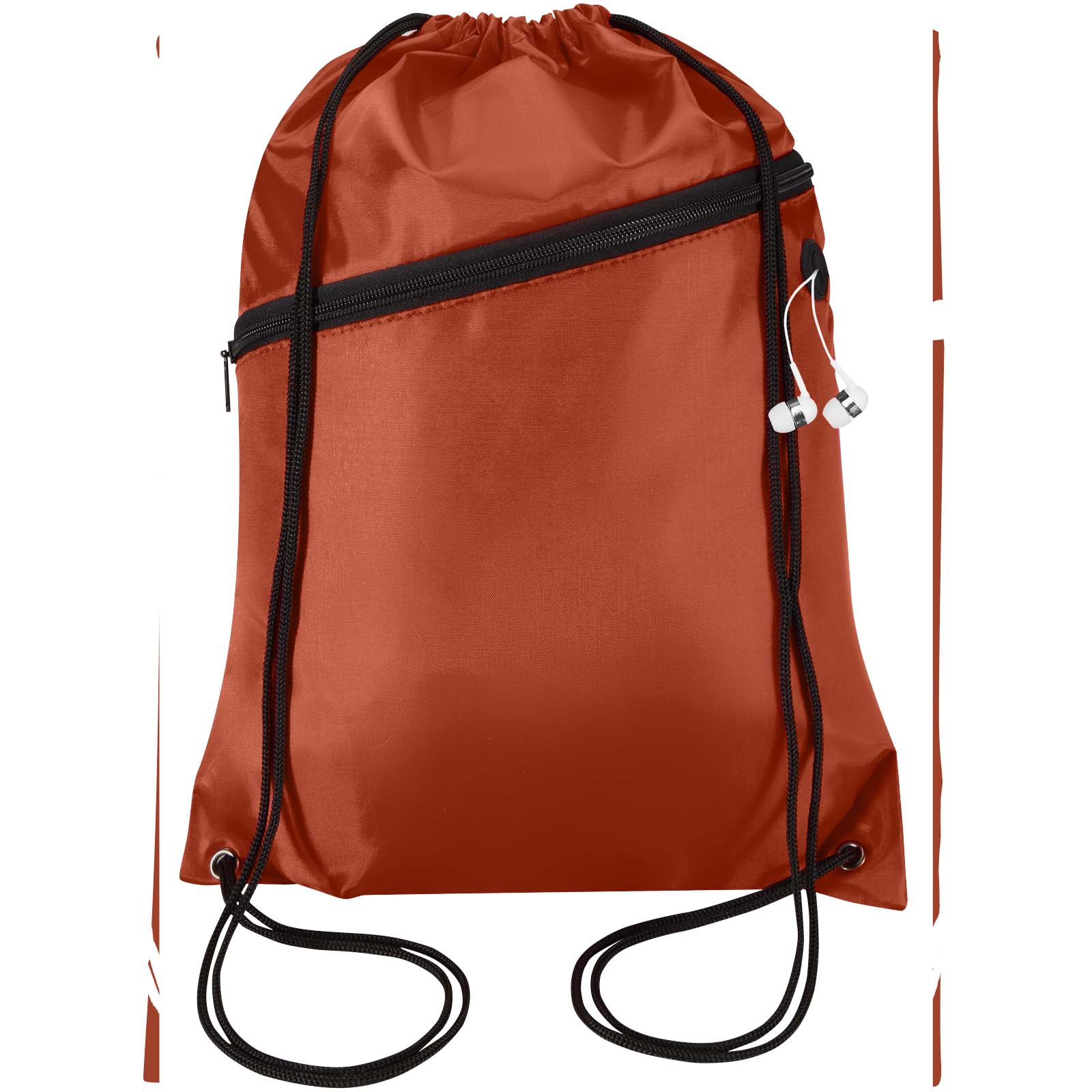 Borsa con coulisse in RPET con tasca frontale con cerniera Oriole - 5L