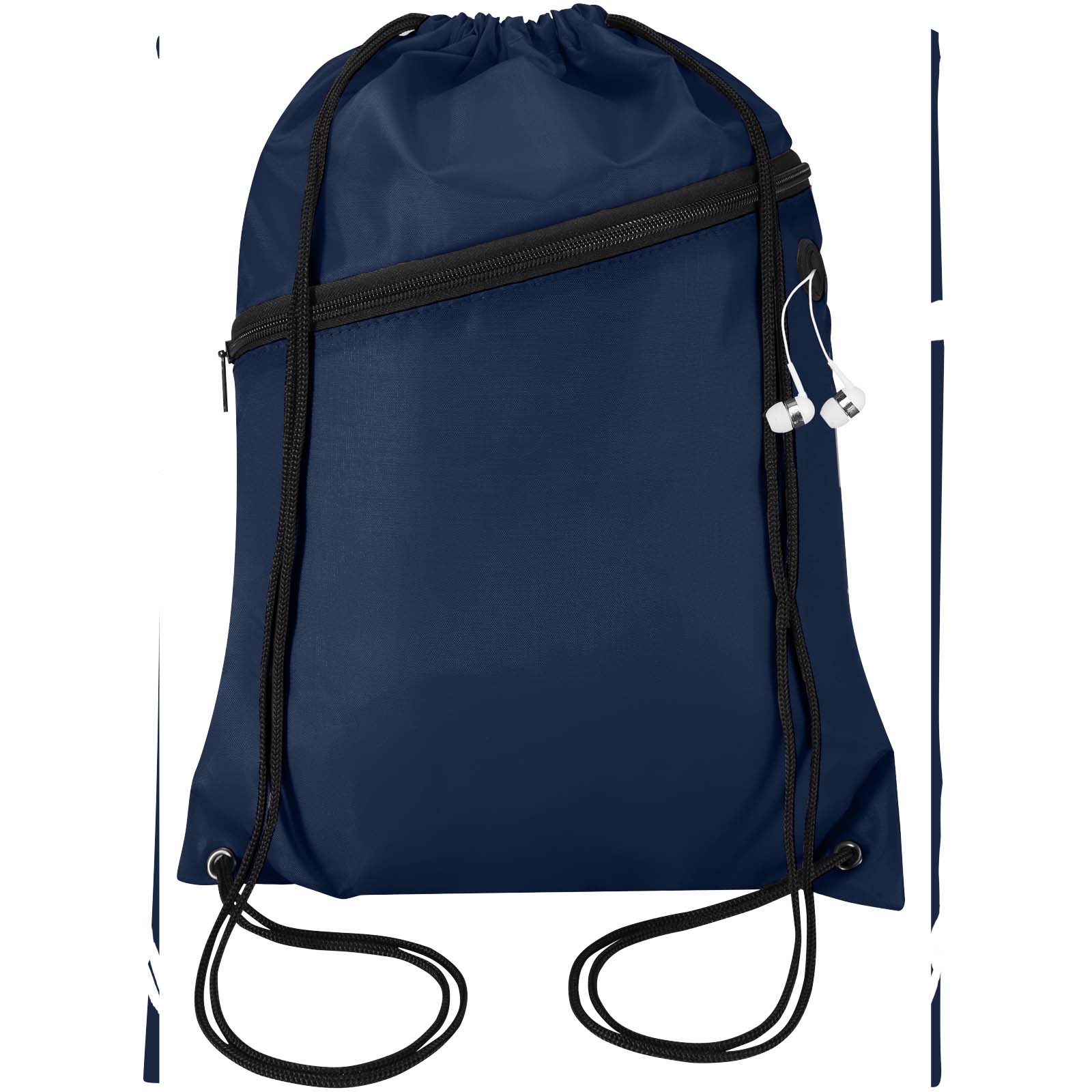 Borsa con coulisse in RPET con tasca frontale con cerniera Oriole - 5L