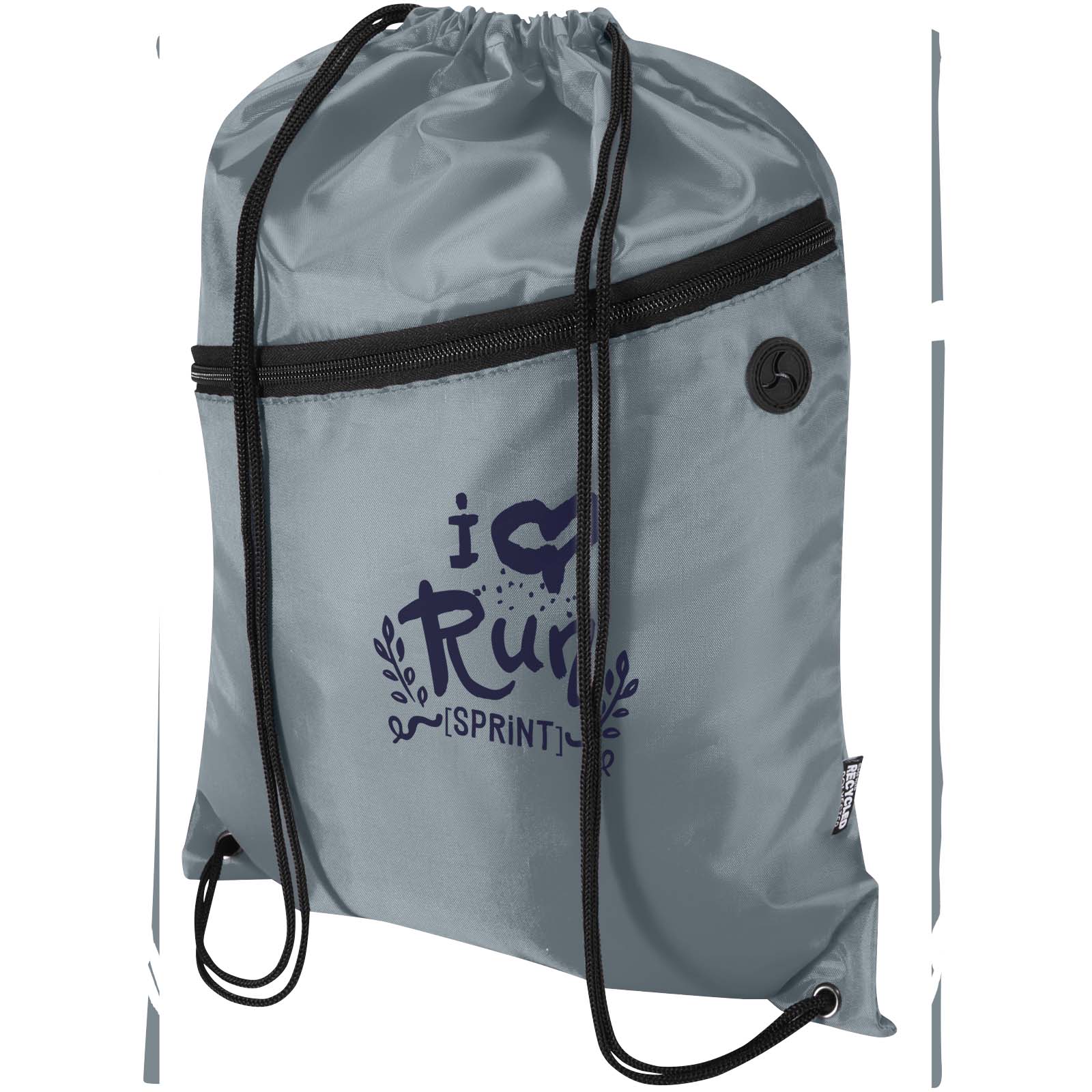Borsa con coulisse in RPET con tasca frontale con cerniera Oriole - 5L