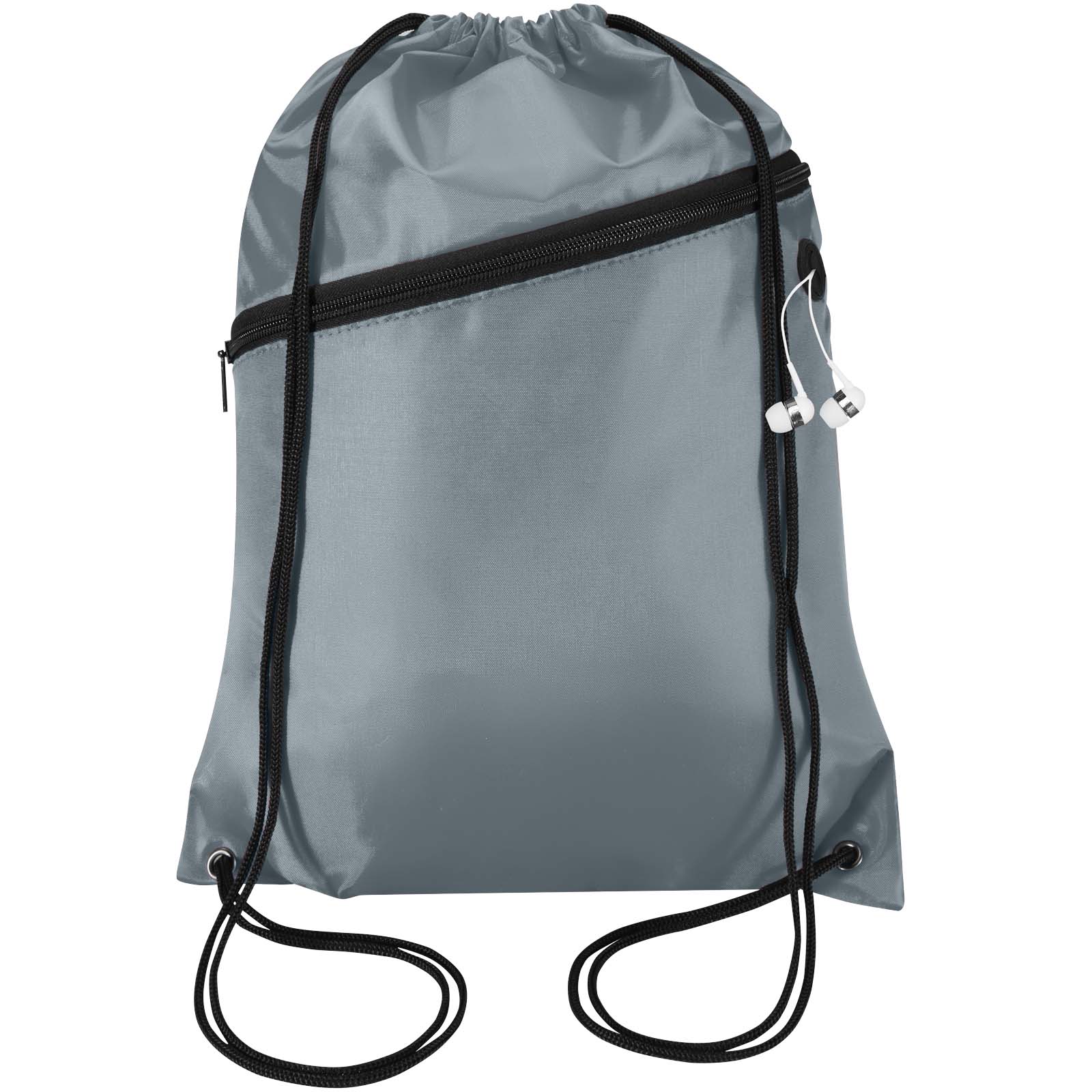 Borsa con coulisse in RPET con tasca frontale con cerniera Oriole - 5L
