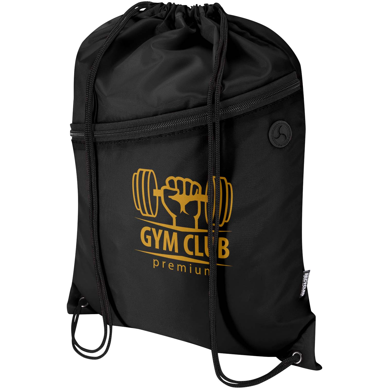 Borsa con coulisse in RPET con tasca frontale con cerniera Oriole - 5L