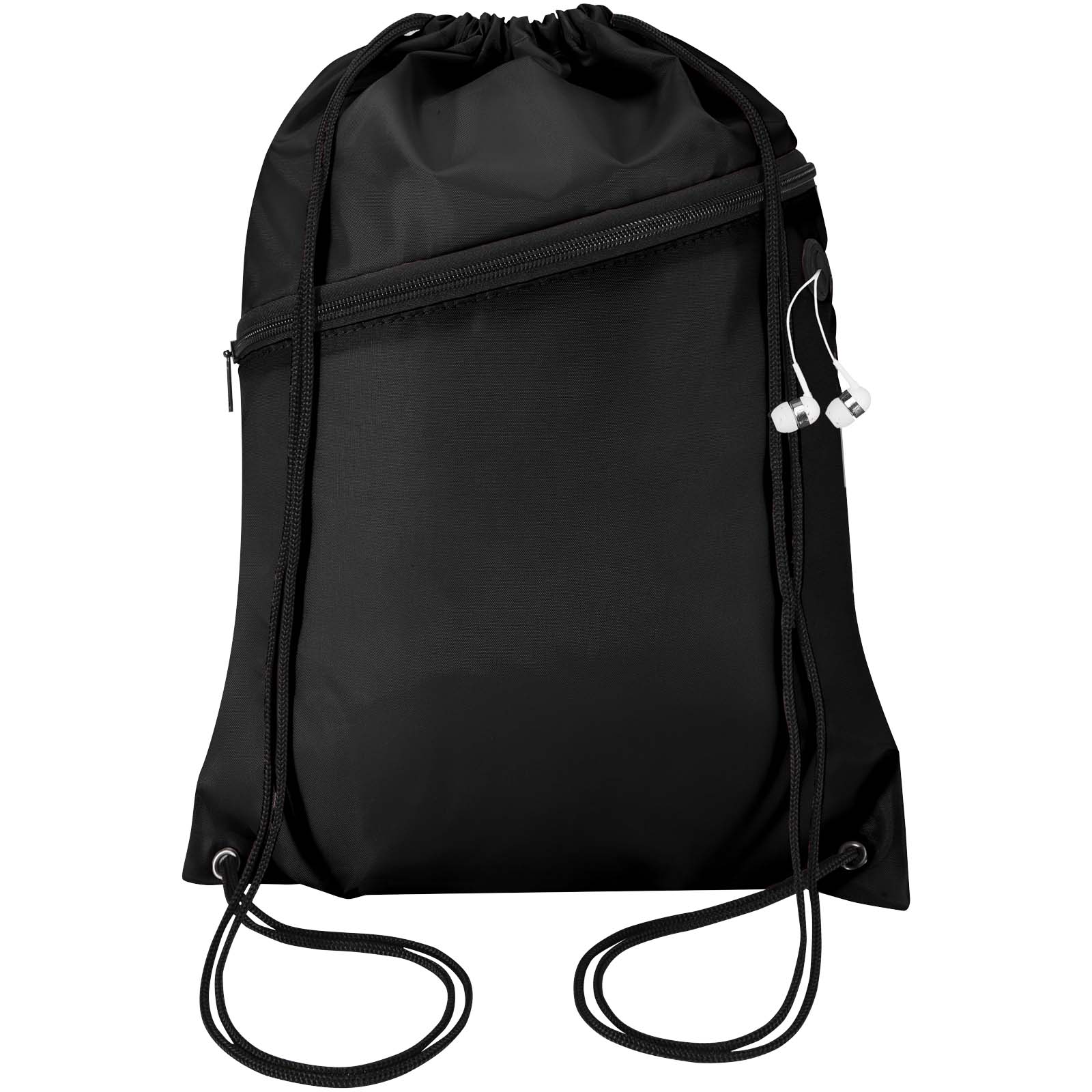 Borsa con coulisse in RPET con tasca frontale con cerniera Oriole - 5L