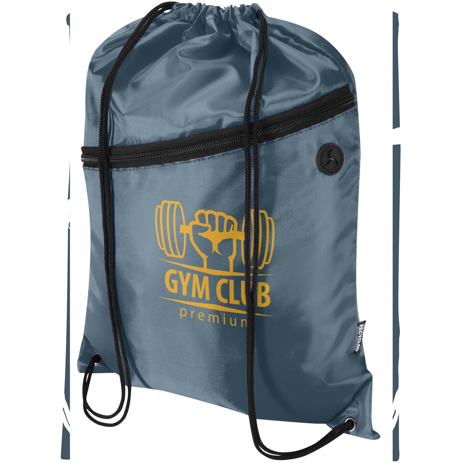 Borsa con coulisse in RPET con tasca frontale con cerniera Oriole - 5L