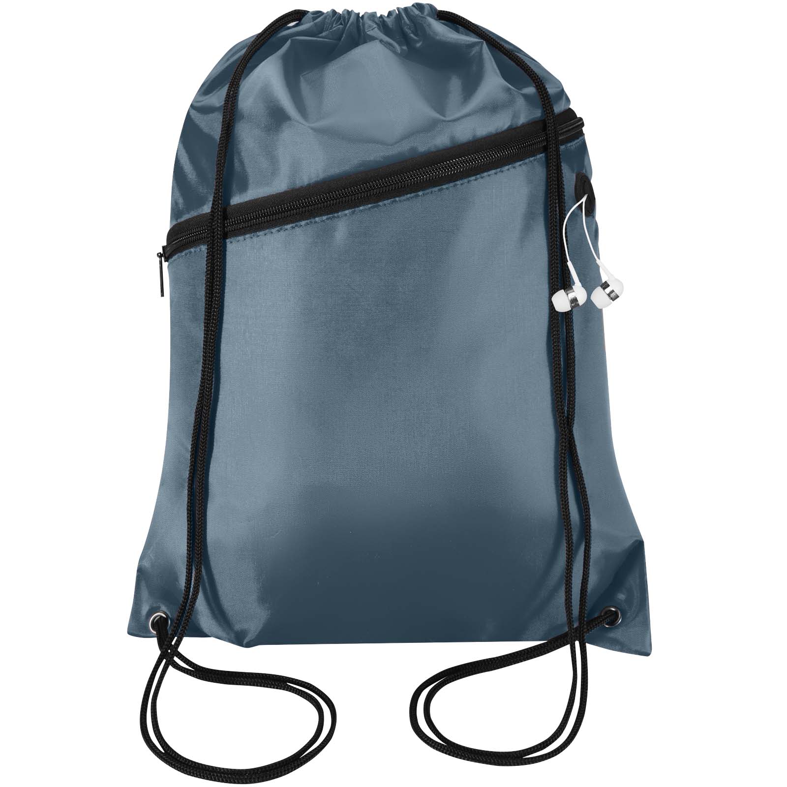 Borsa con coulisse in RPET con tasca frontale con cerniera Oriole - 5L
