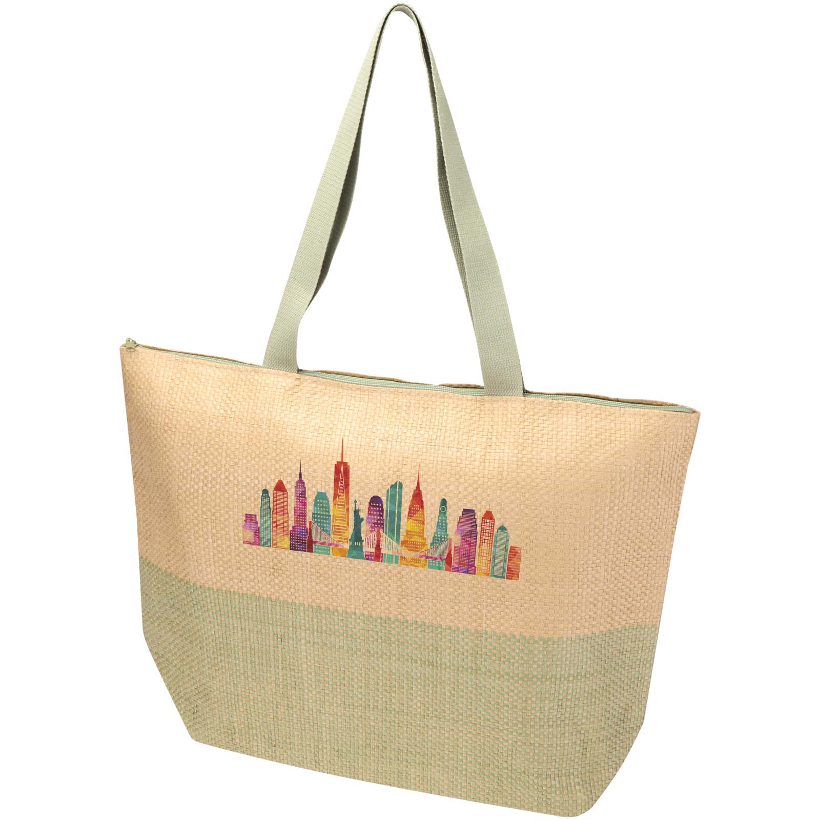 Borsa tote grande in carta paglia con cerniera Rhythm - 21L