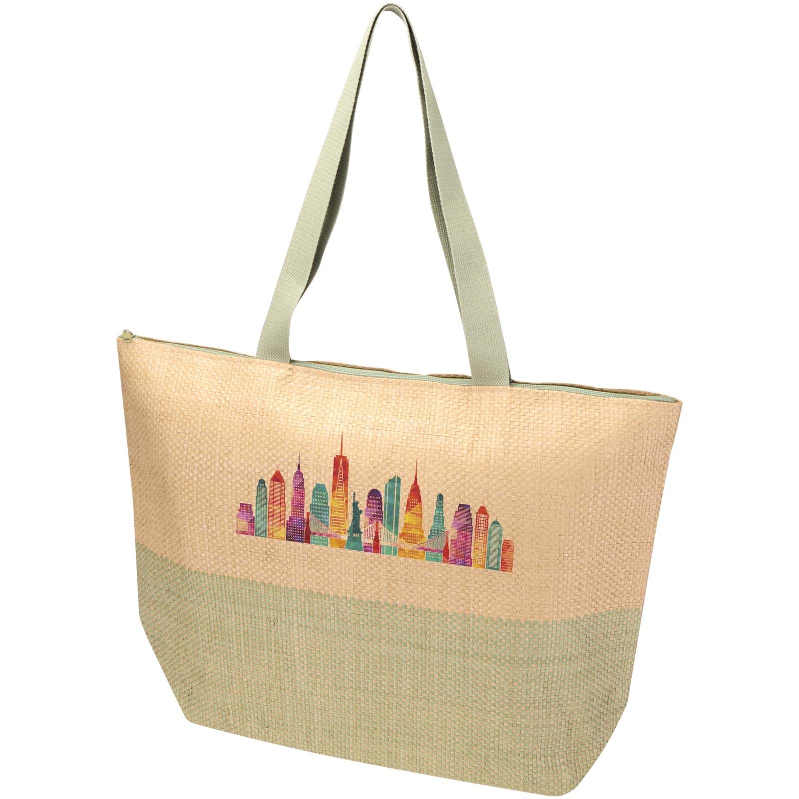Borsa tote grande in carta paglia con cerniera Rhythm - 21L