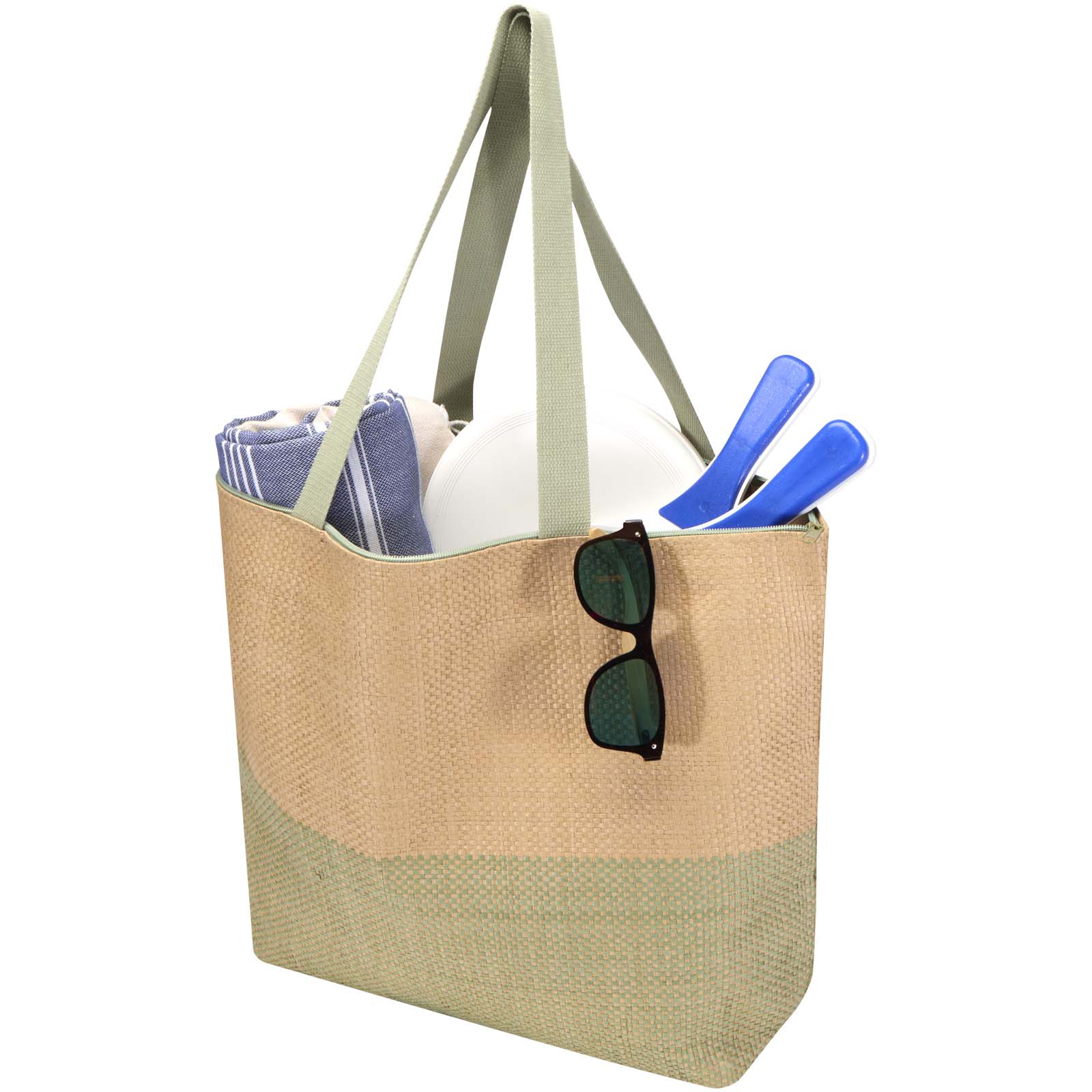 Borsa tote grande in carta paglia con cerniera Rhythm - 21L