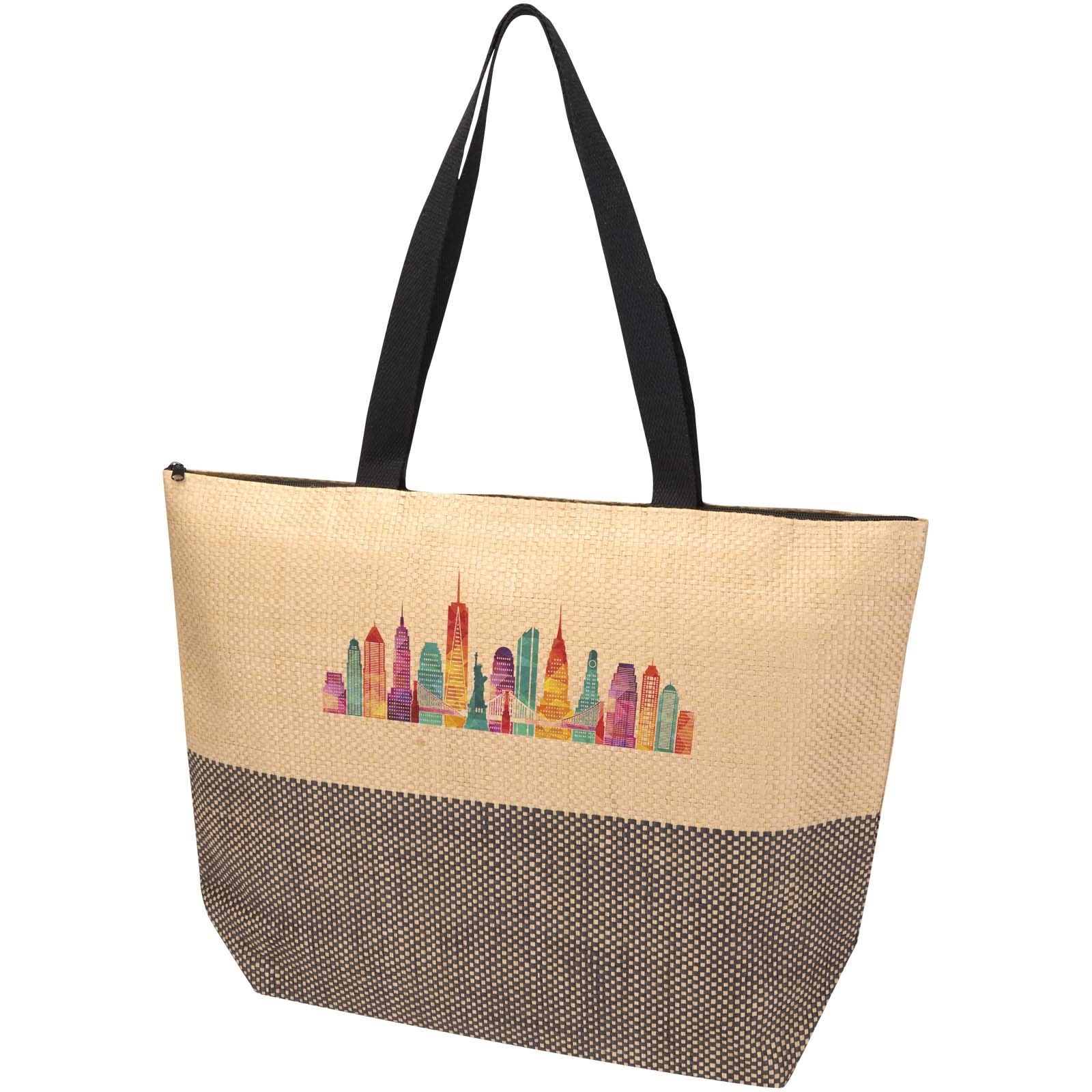 Borsa tote grande in carta paglia con cerniera Rhythm - 21L