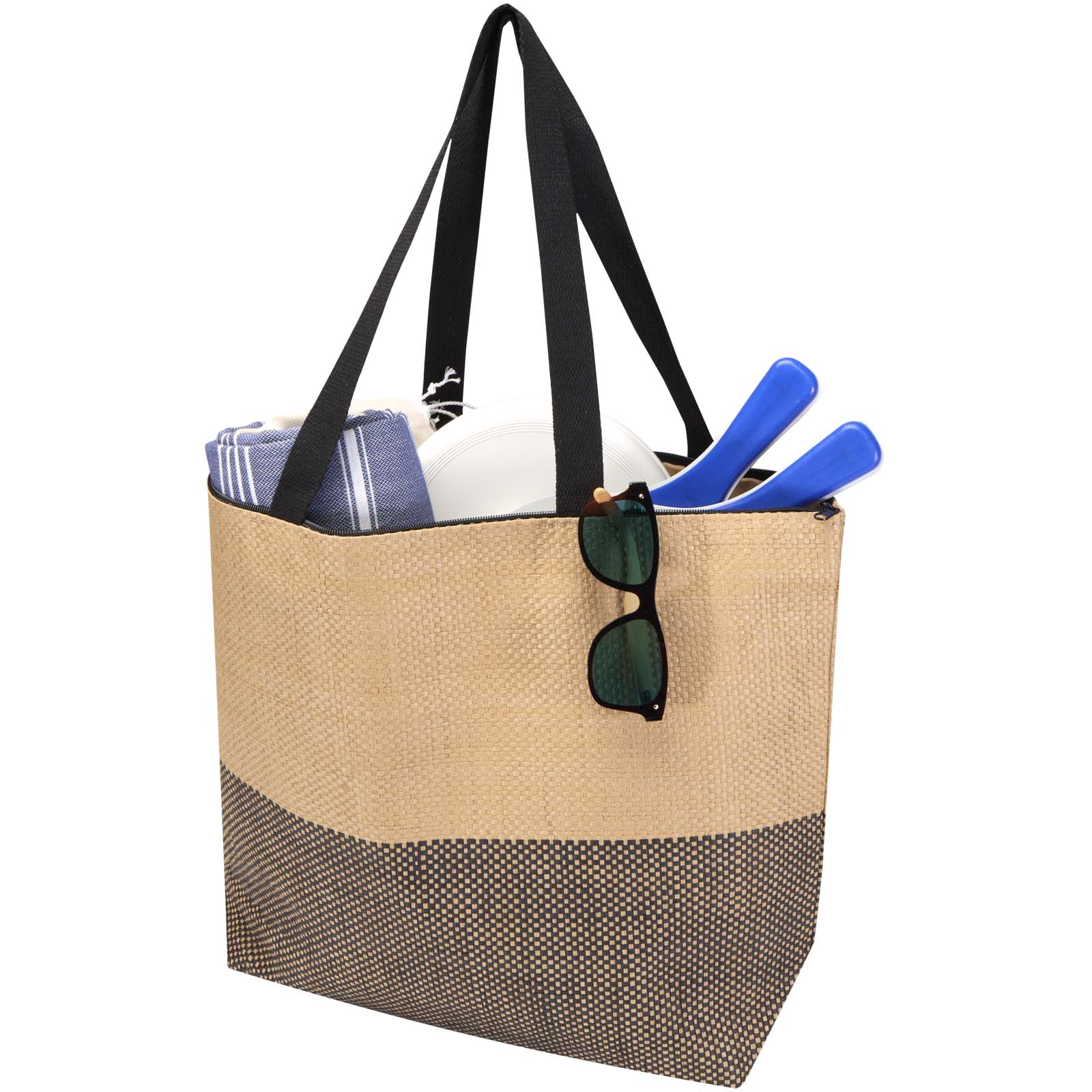 Borsa tote grande in carta paglia con cerniera Rhythm - 21L