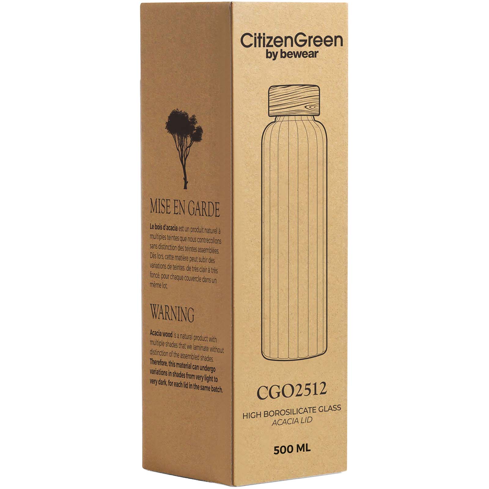 Borraccia Citizen Green Purflow da 500 ml in vetro borosilicato 