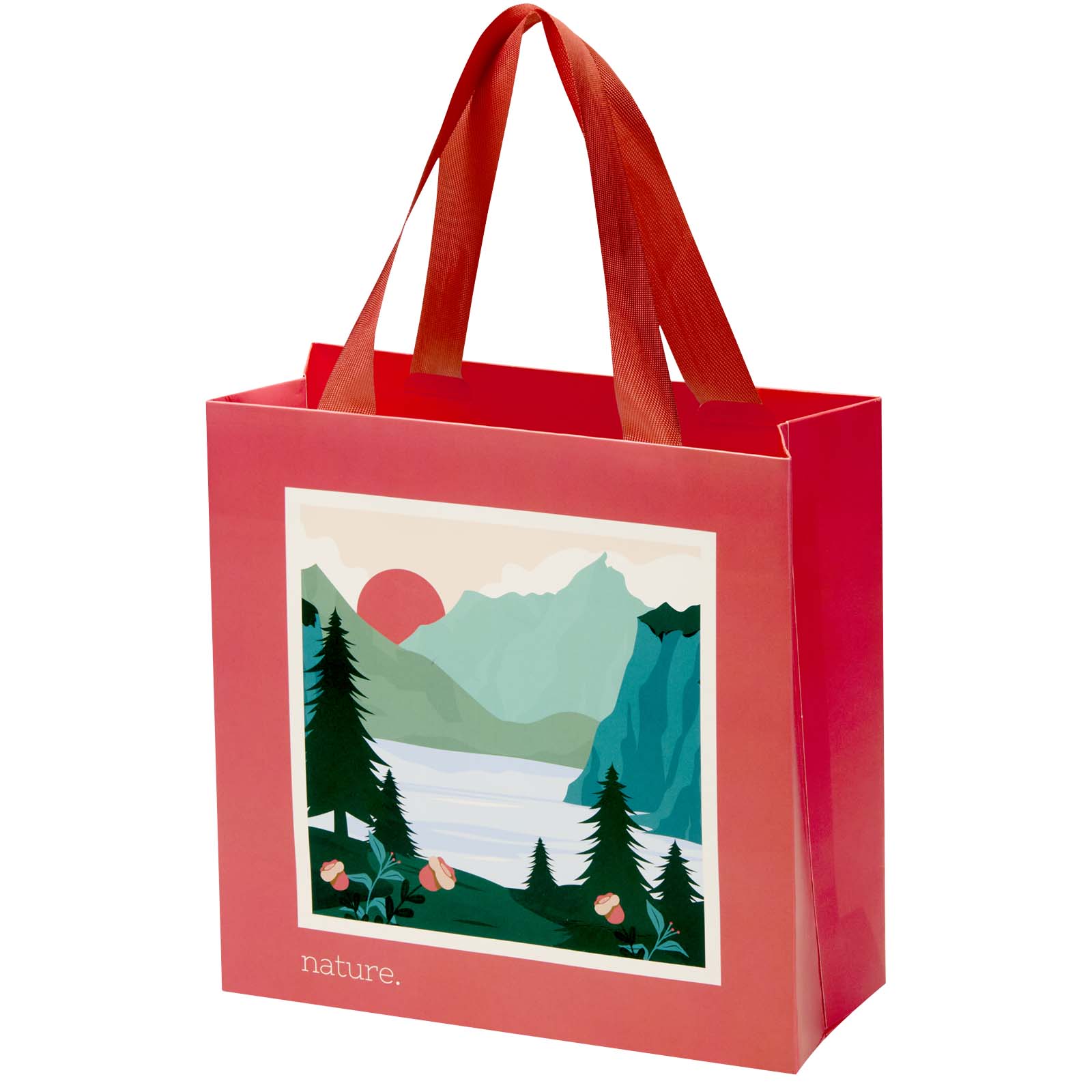 Borsa di carta da 230 g/m² con manici a nastro e laminazione lucida Smartfold - 24 x 10 x 24 cm