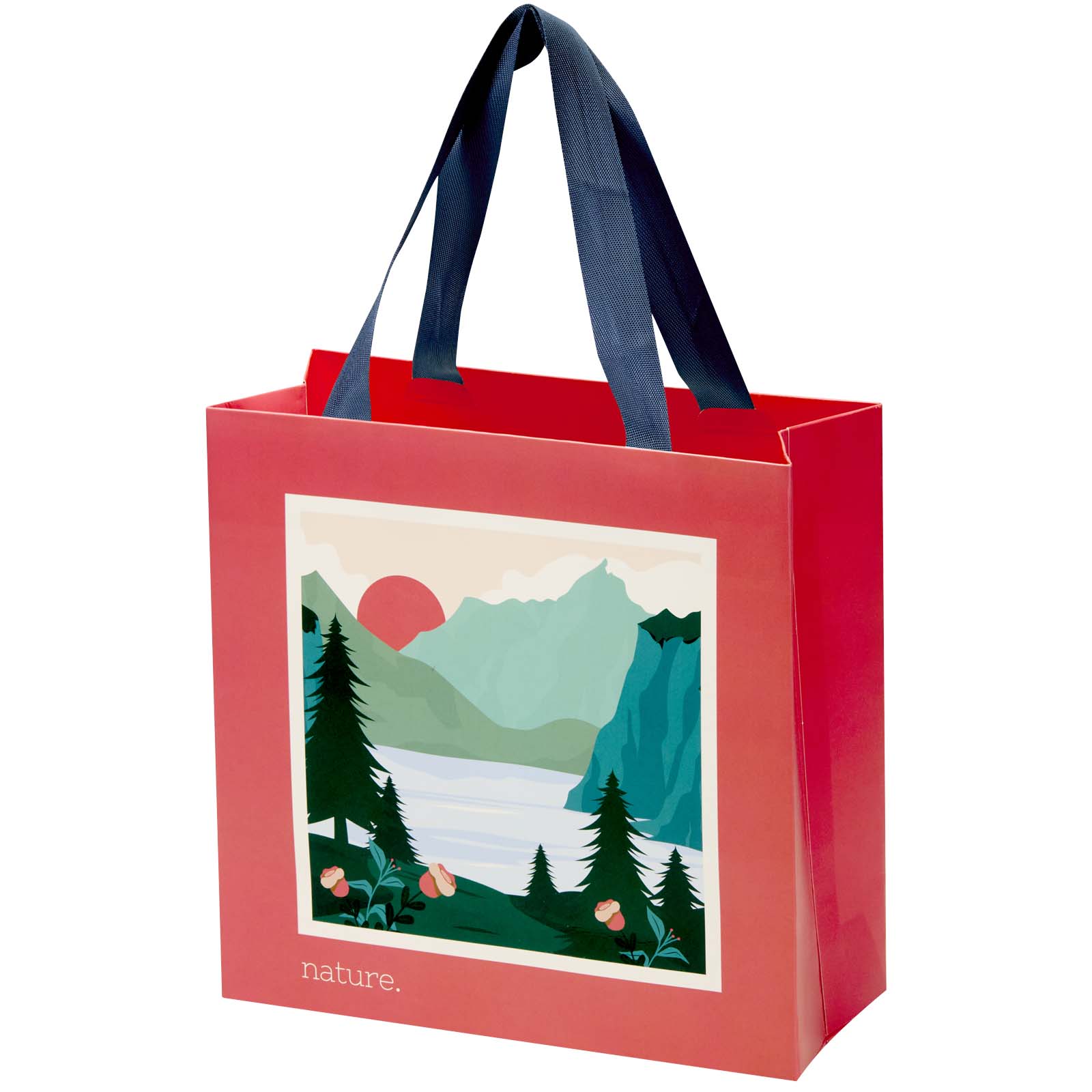 Borsa di carta da 230 g/m² con manici a nastro e laminazione lucida Smartfold - 24 x 10 x 24 cm