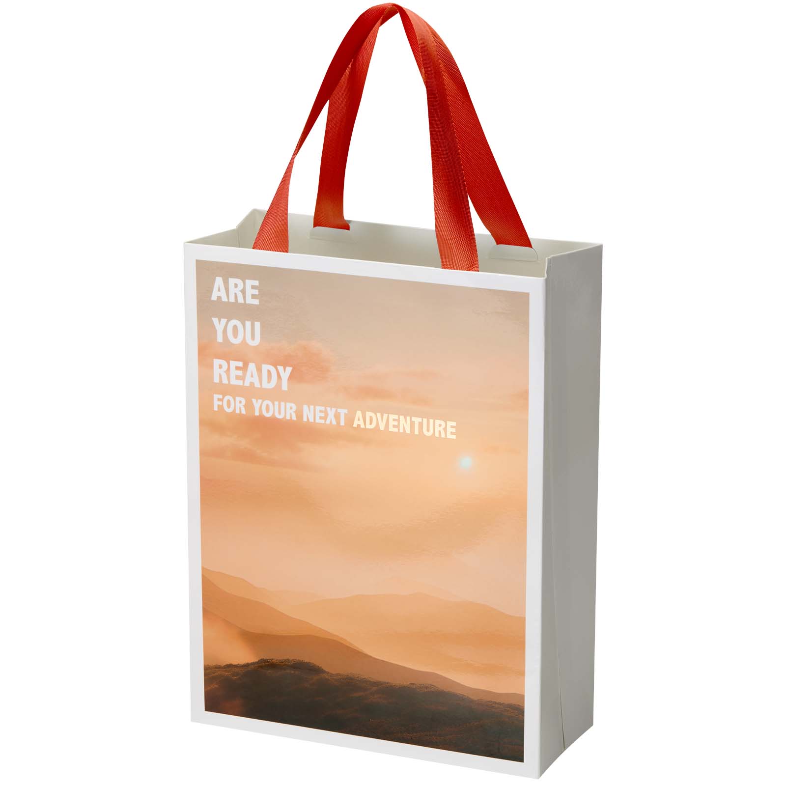 Borsa di carta Smartfold da 230 g/m² con manici a nastro e laminazione lucida - 24 x 10 x 32 cm