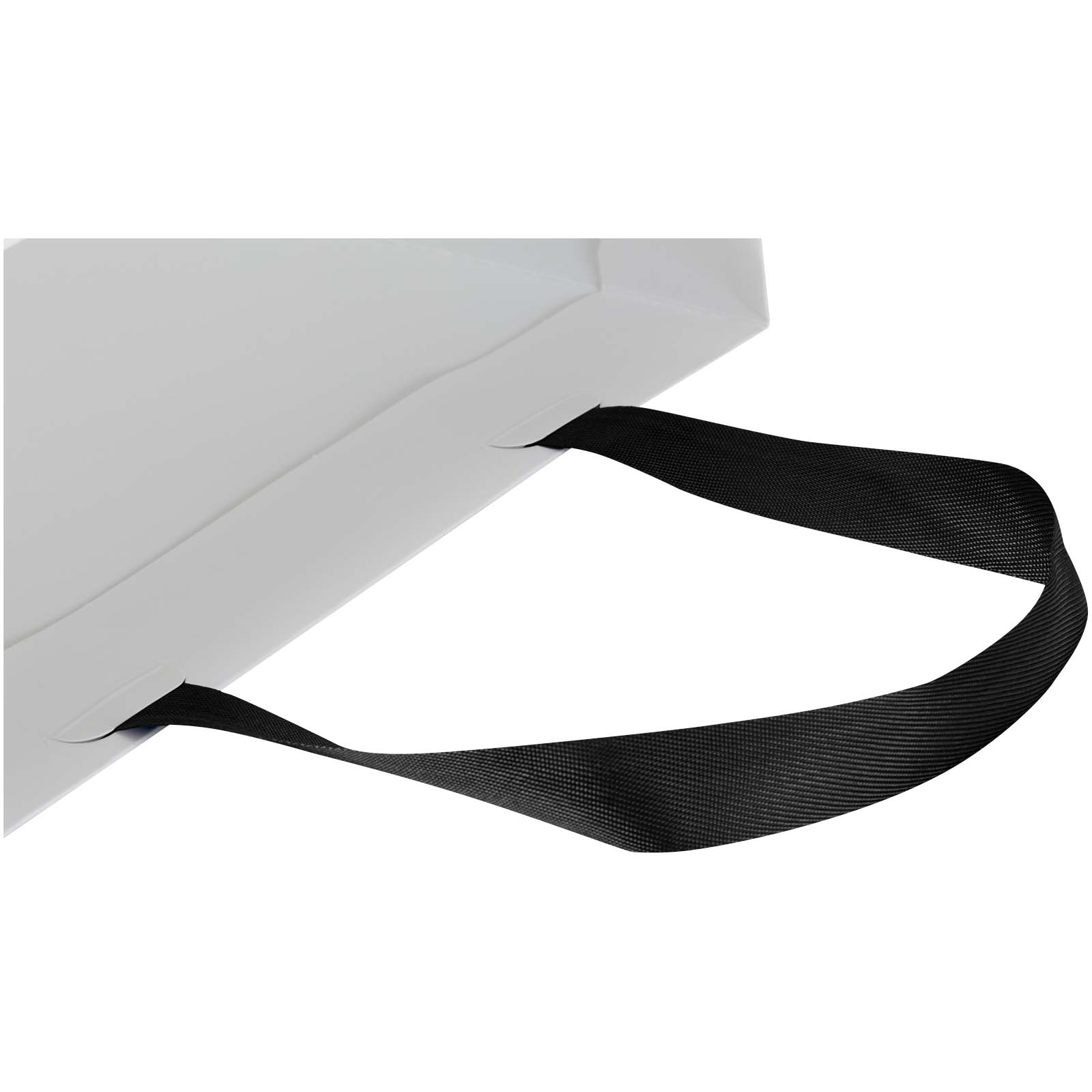 Borsa di carta da 230 g/m² con manici a nastro e laminazione lucida Smartfold - 31 x 12 x 39 cm
