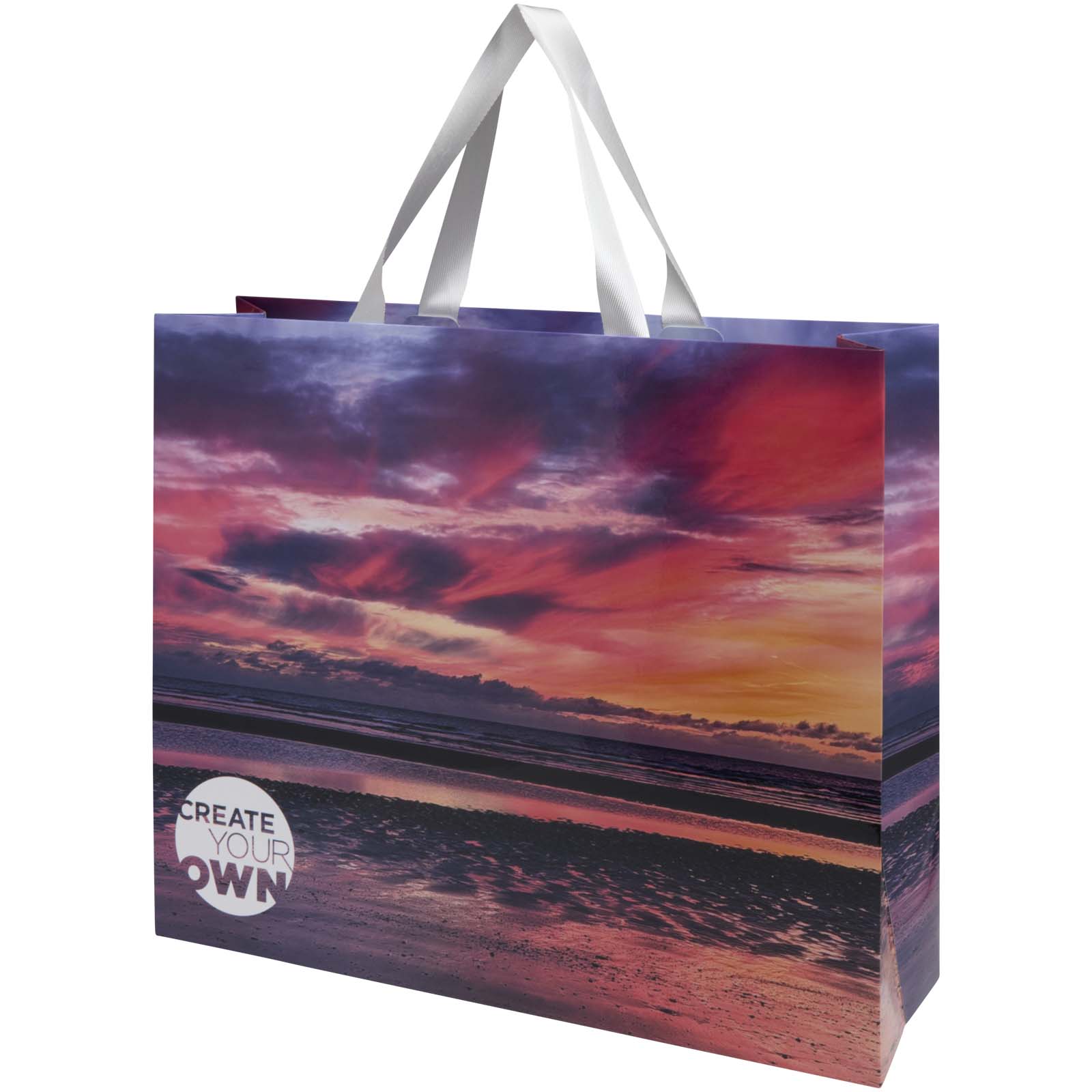 Borsa di carta da 230 g/m² con manici in nastro e laminazione lucida Smartfold- 42 x 12 x 35 cm